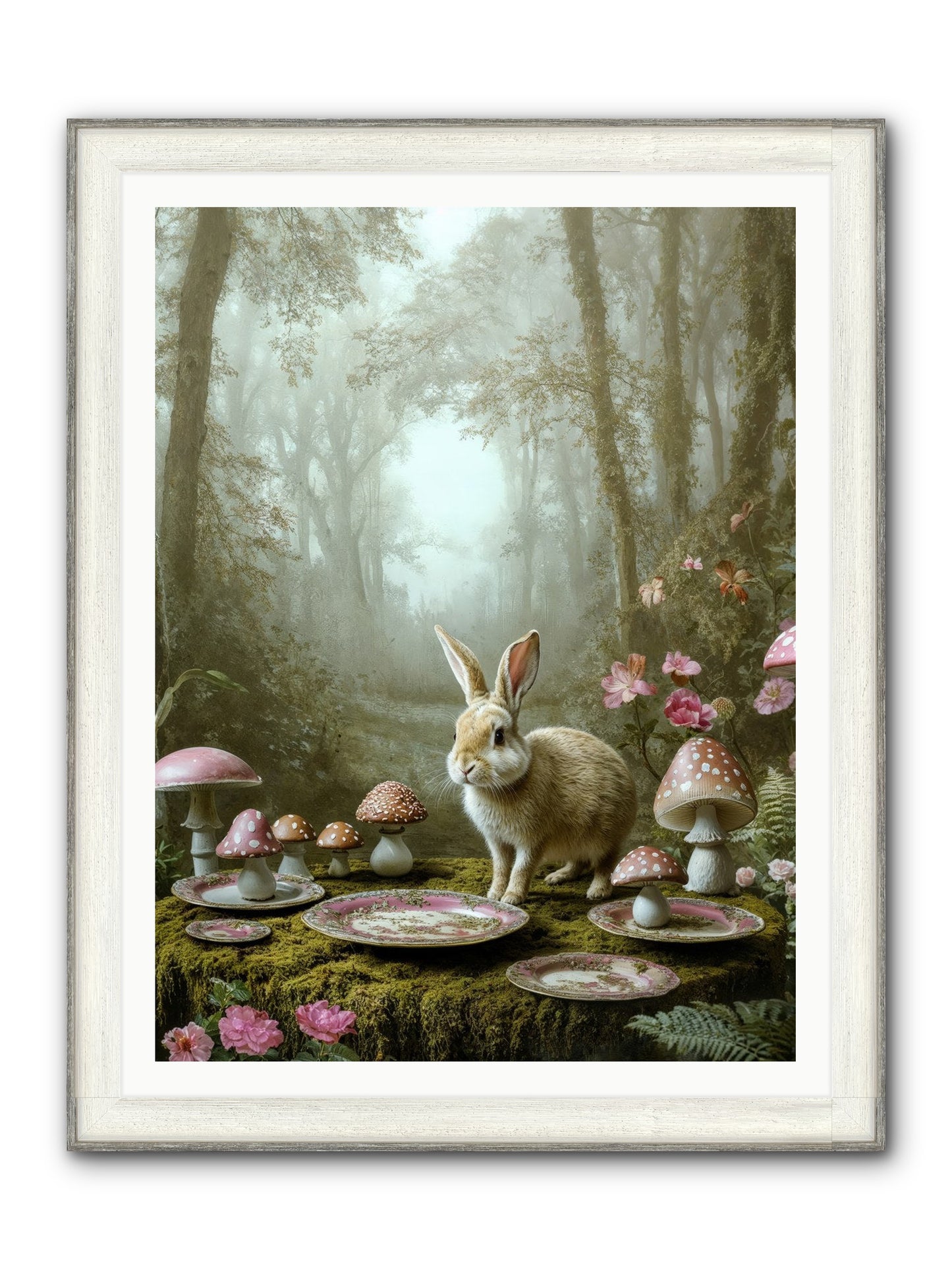 The Fairy Court Lapin Framed Print - Driftwood White 36x48