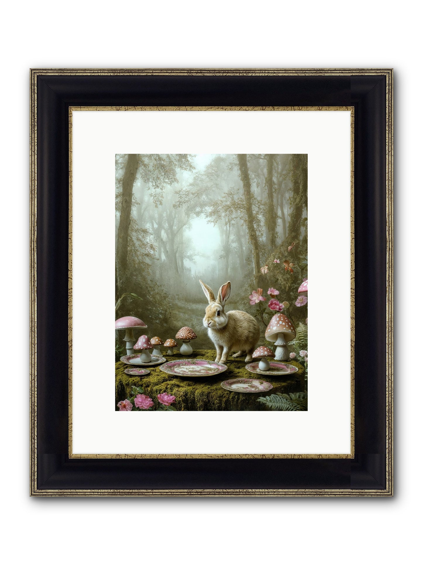 The Fairy Court Lapin Framed Print - Black & Gold 9x12