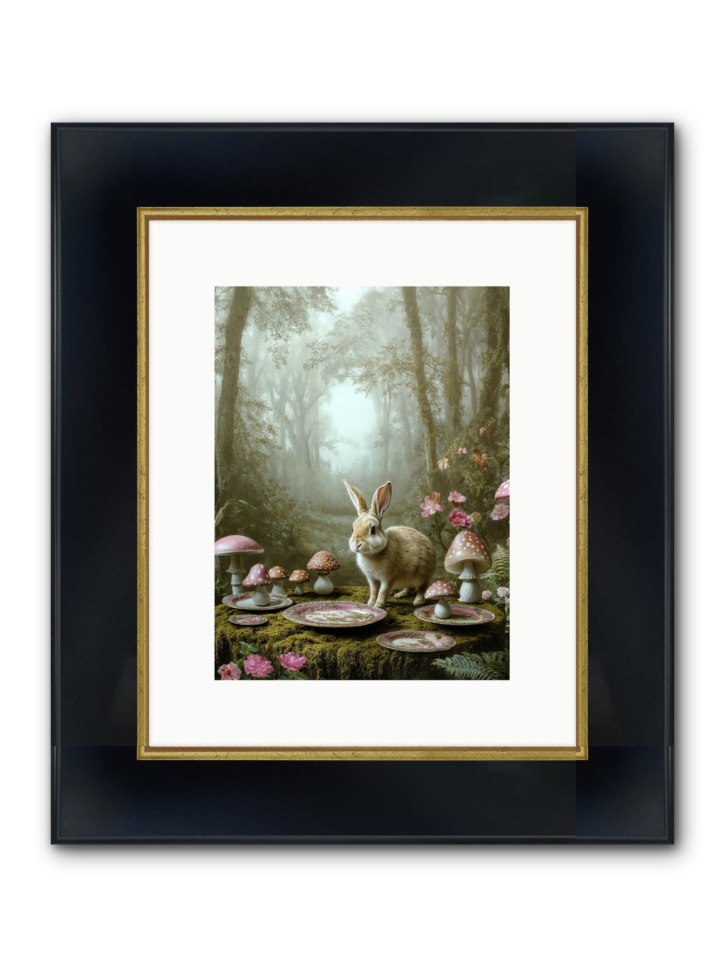 The Fairy Court Lapin Framed Print - Wide Black w/Gold 9x12