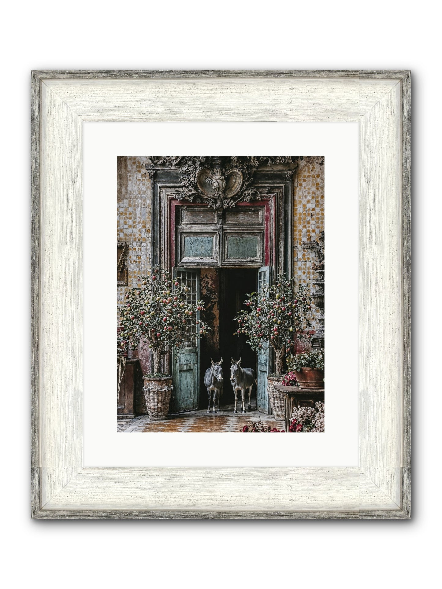 The Familiar Gate Framed Print - Driftwood White 12x16