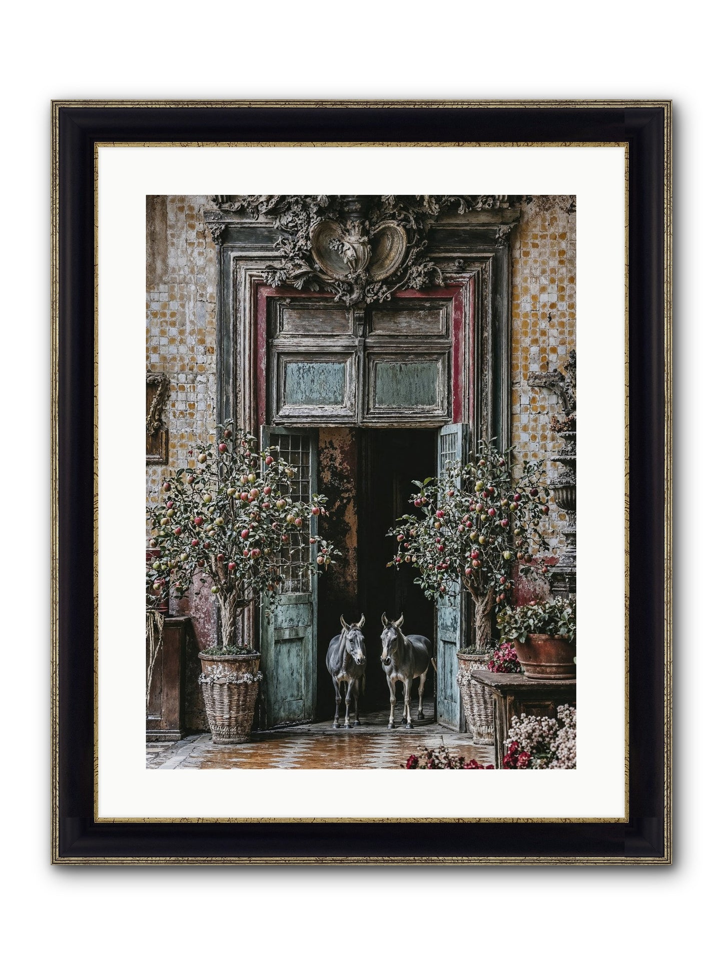 The Familiar Gate Framed Print - Black & Gold 18x24