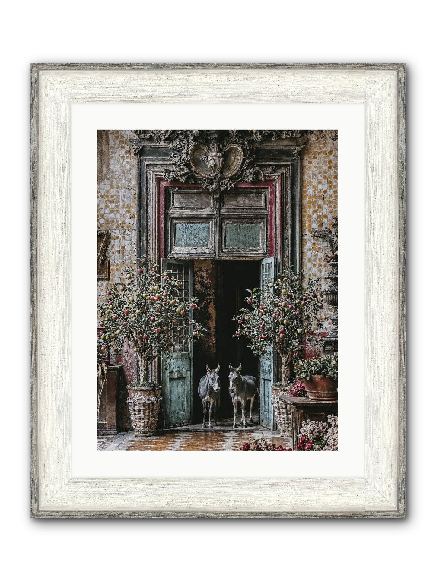 The Familiar Gate Framed Print - Driftwood White 18x24