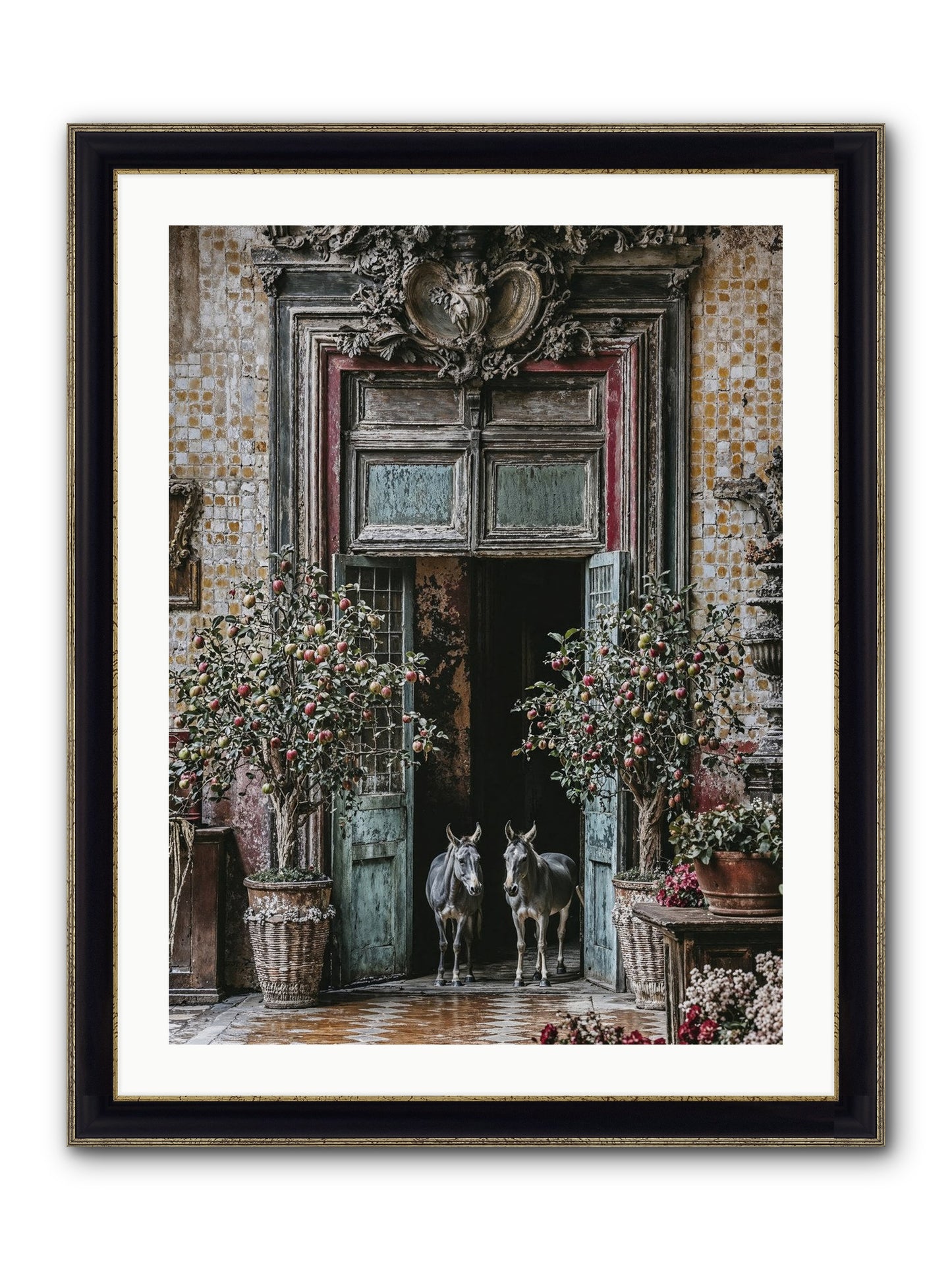 The Familiar Gate Framed Print - Black & Gold 24x32