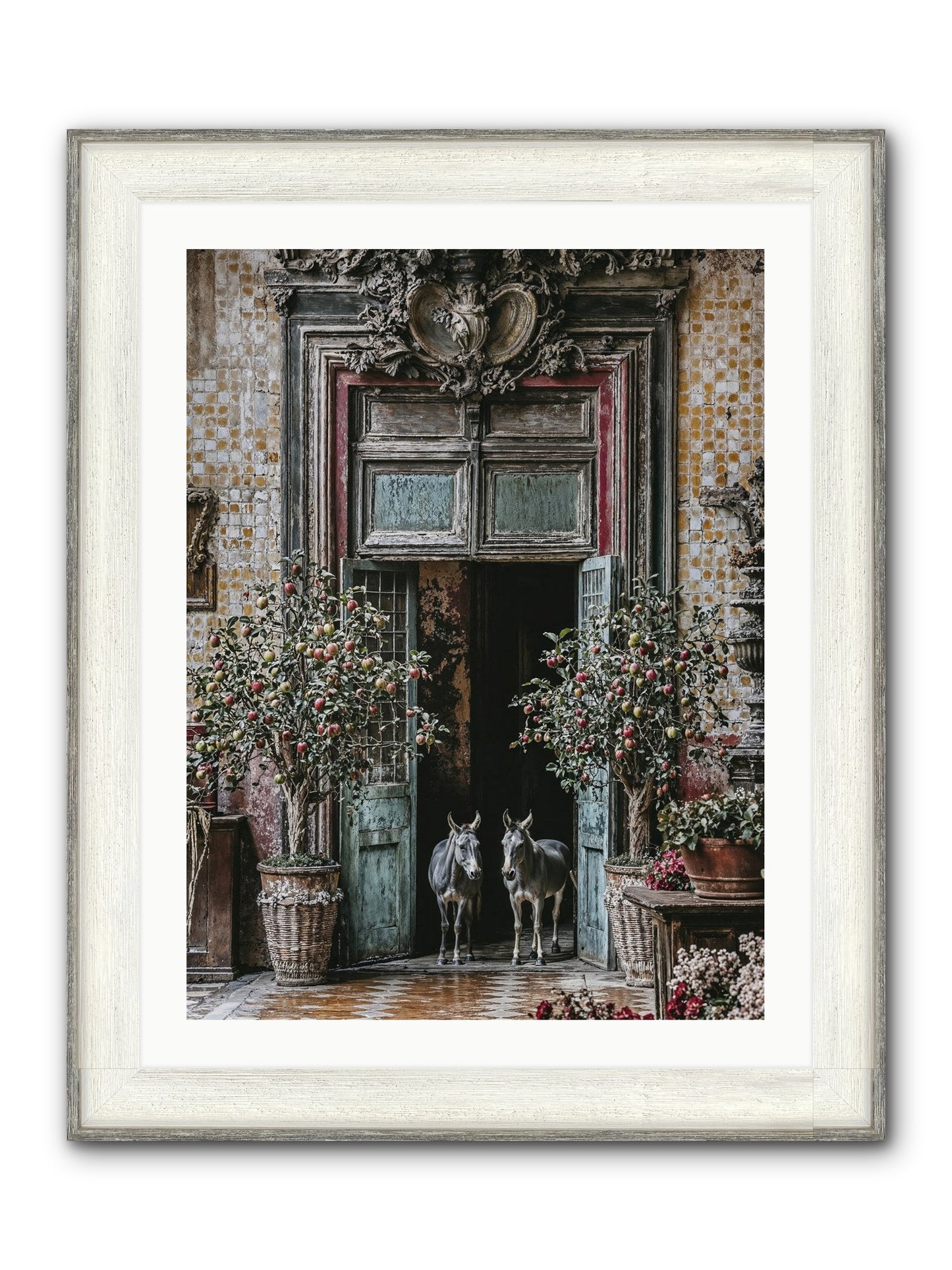 The Familiar Gate Framed Print - Driftwood White 24x32