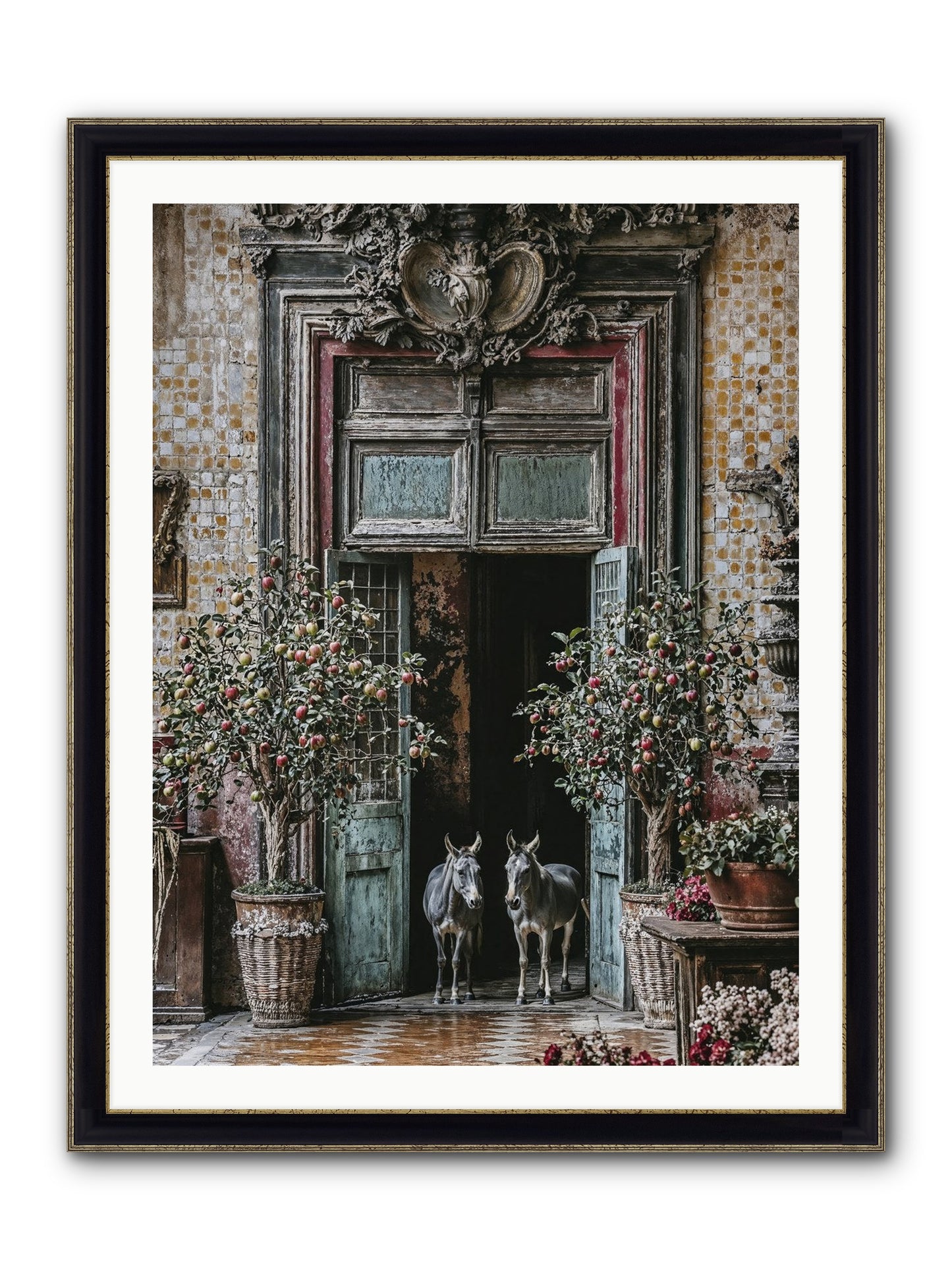 The Familiar Gate Framed Print - Black & Gold 30x40