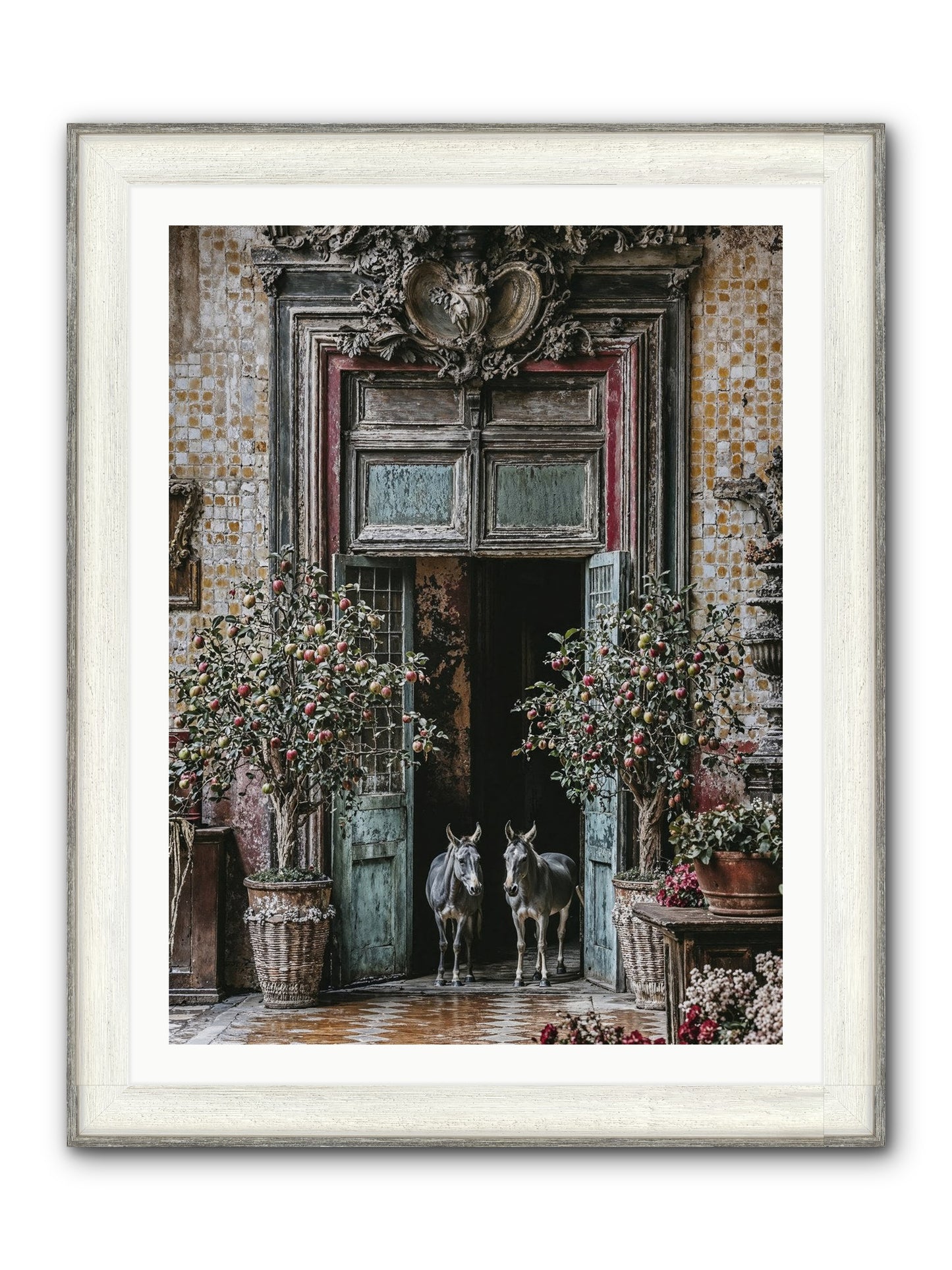 The Familiar Gate Framed Print - Driftwood White 30x40