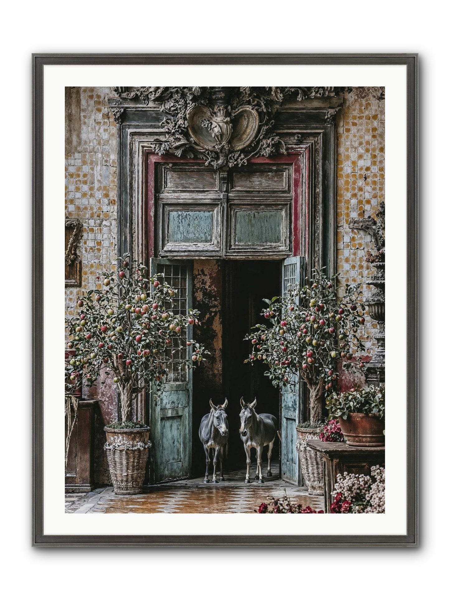 The Familiar Gate Framed Print - Slimwoods Black/Silver 30x40