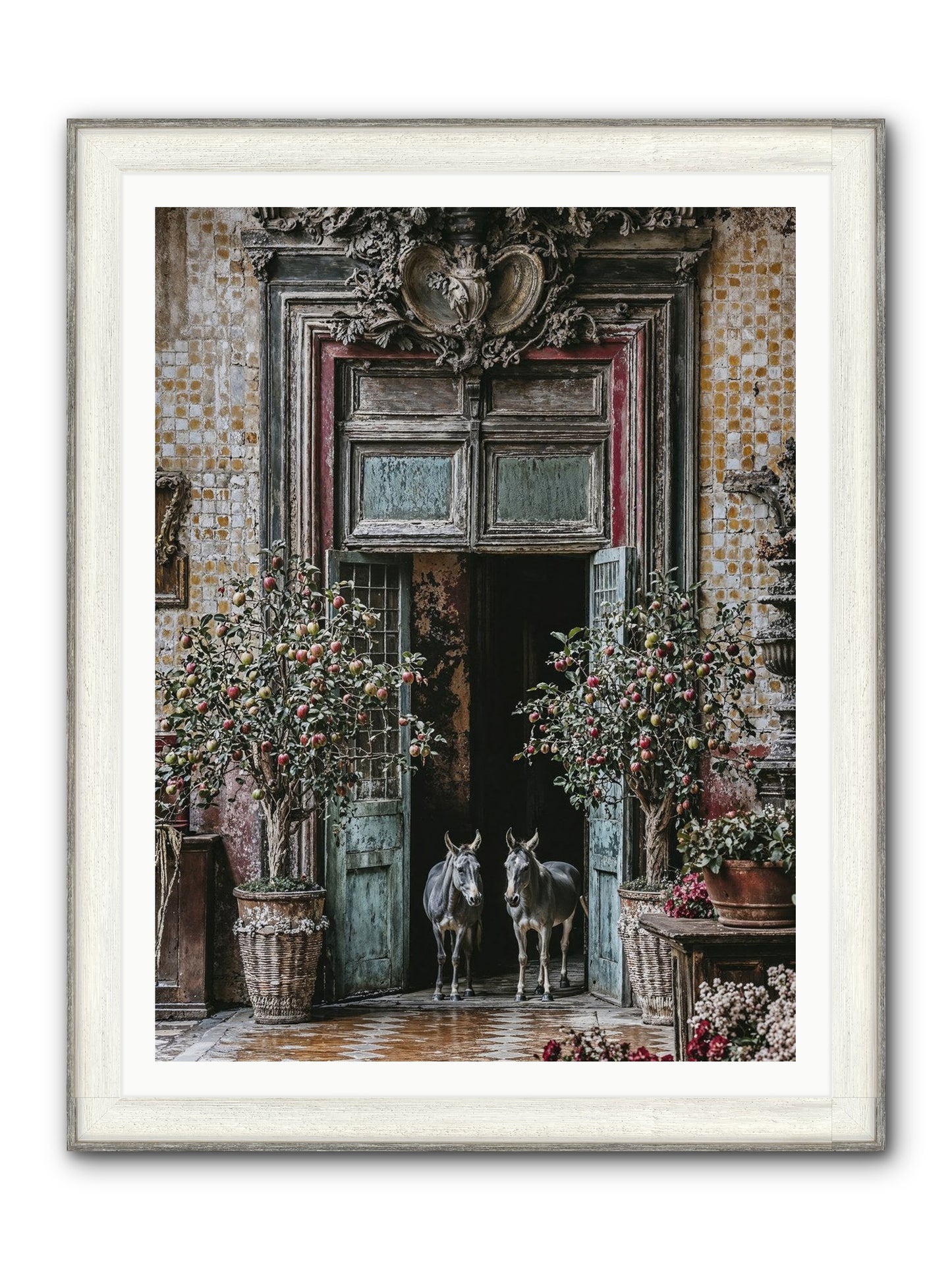 The Familiar Gate Framed Print - Driftwood White 36x48