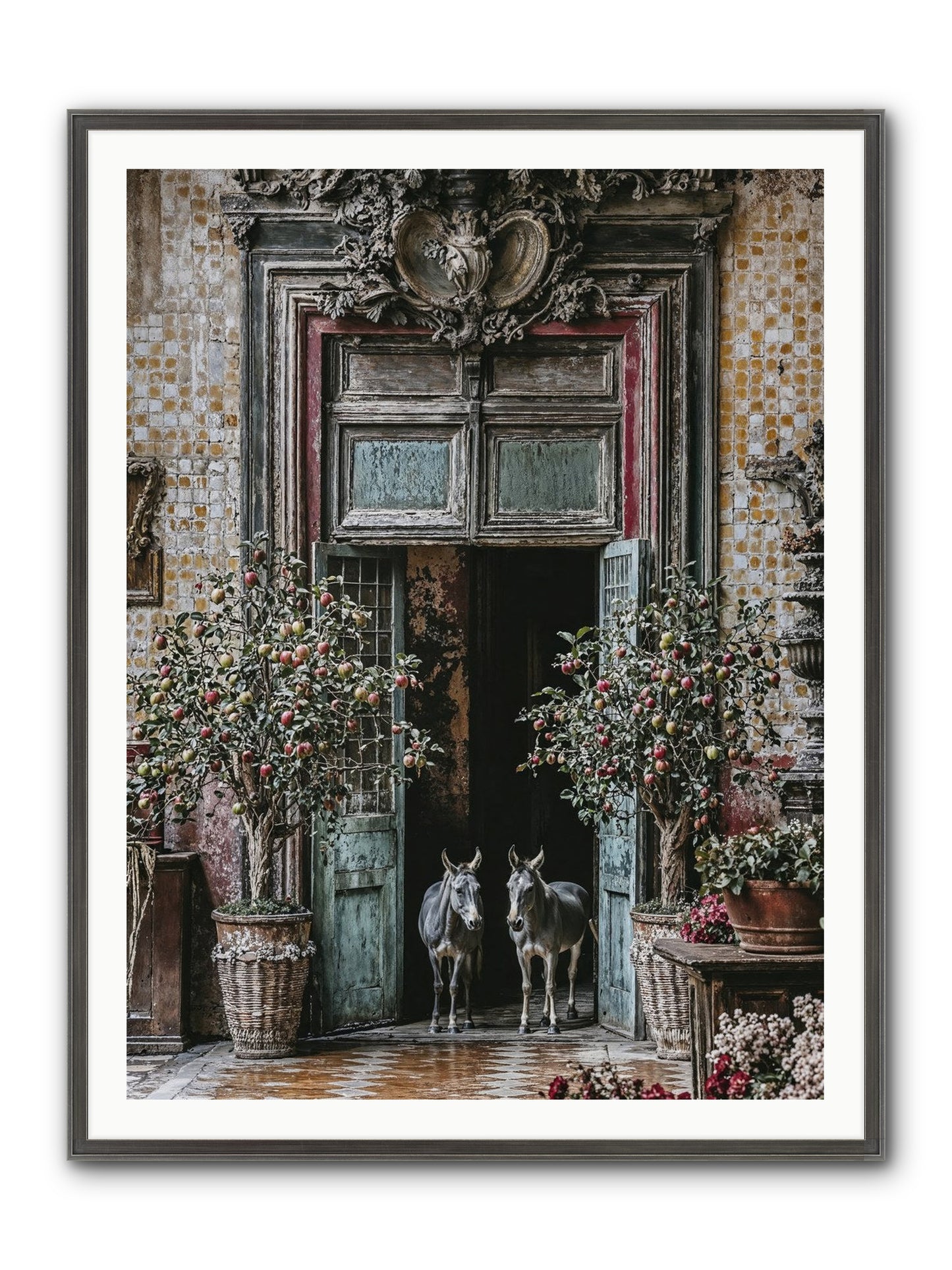 The Familiar Gate Framed Print - Slimwoods Black/Silver 36x48