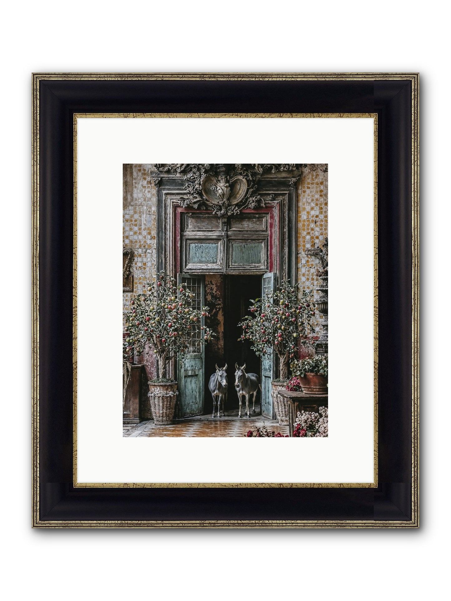 The Familiar Gate Framed Print - Black & Gold 9x12