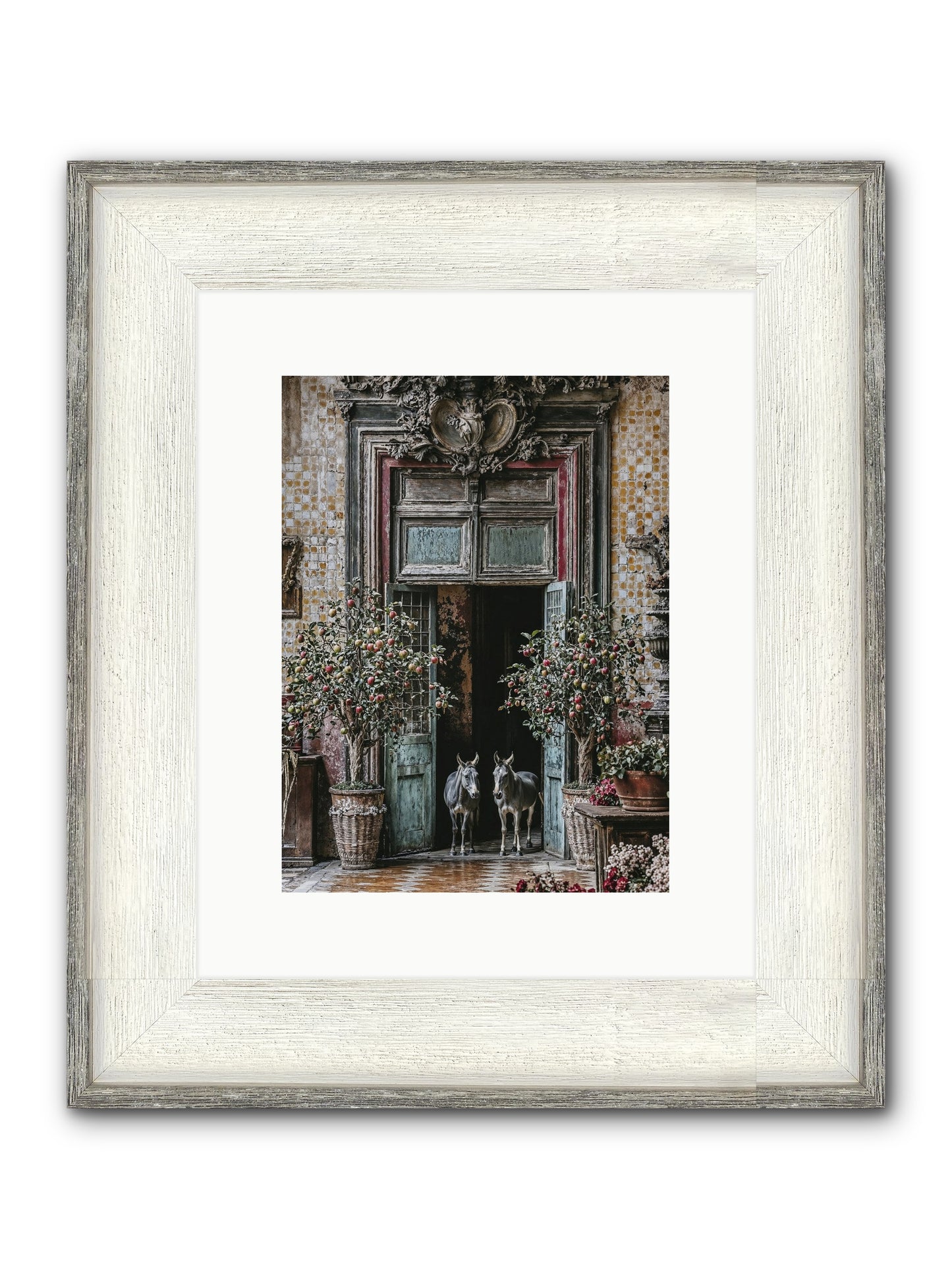 The Familiar Gate Framed Print - Driftwood White 9x12