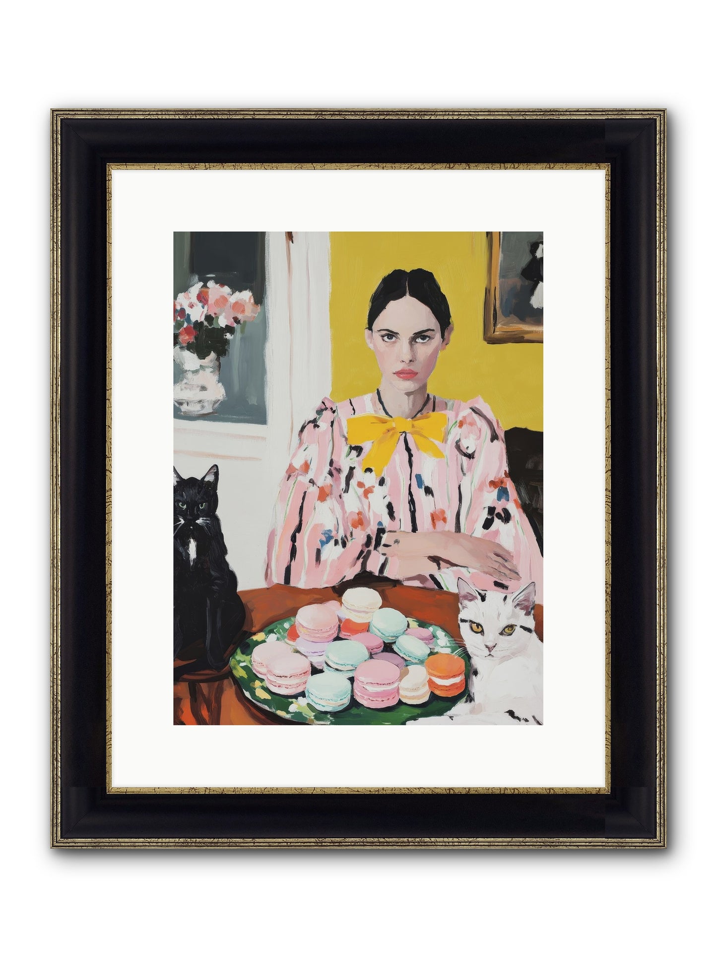 The Feline Patisserie Society Framed Print - Black & Gold 12x16