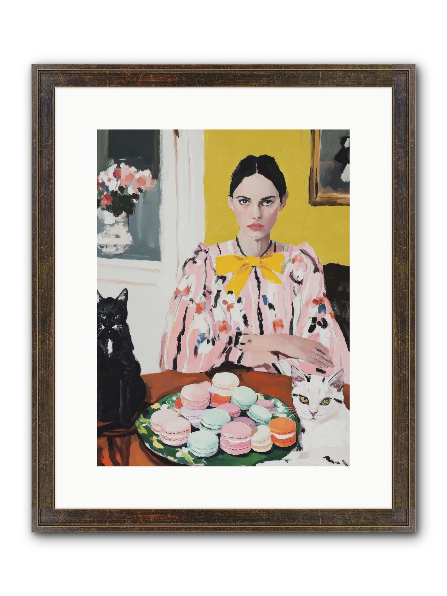 The Feline Patisserie Society Framed Print - Slimwoods Black/Gold 12x16