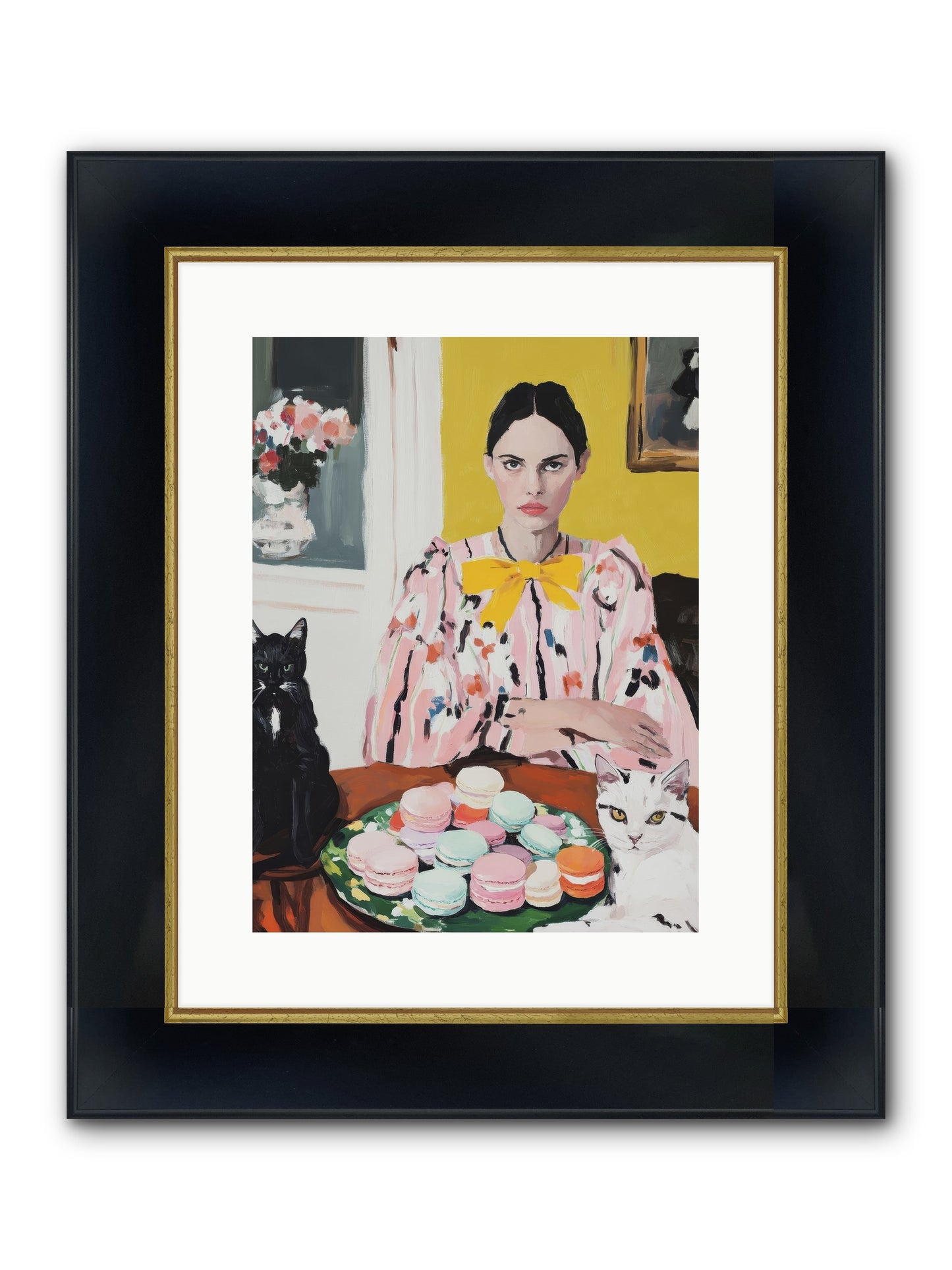 The Feline Patisserie Society Framed Print - Wide Black w/Gold 12x16