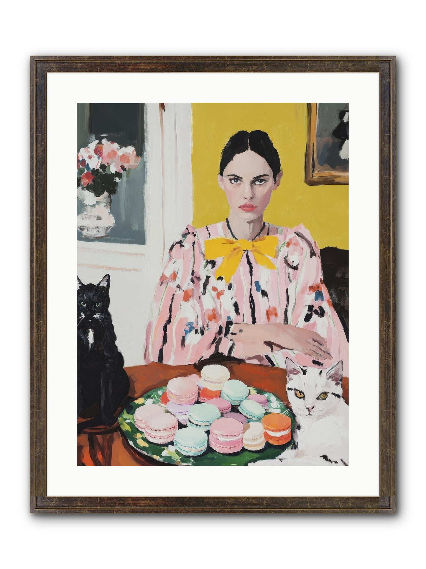 The Feline Patisserie Society Framed Print - Slimwoods Black/Gold 18x24