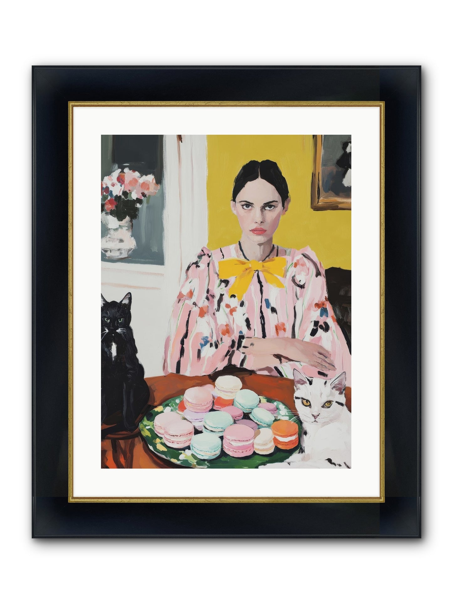 The Feline Patisserie Society Framed Print - Wide Black w/Gold 18x24