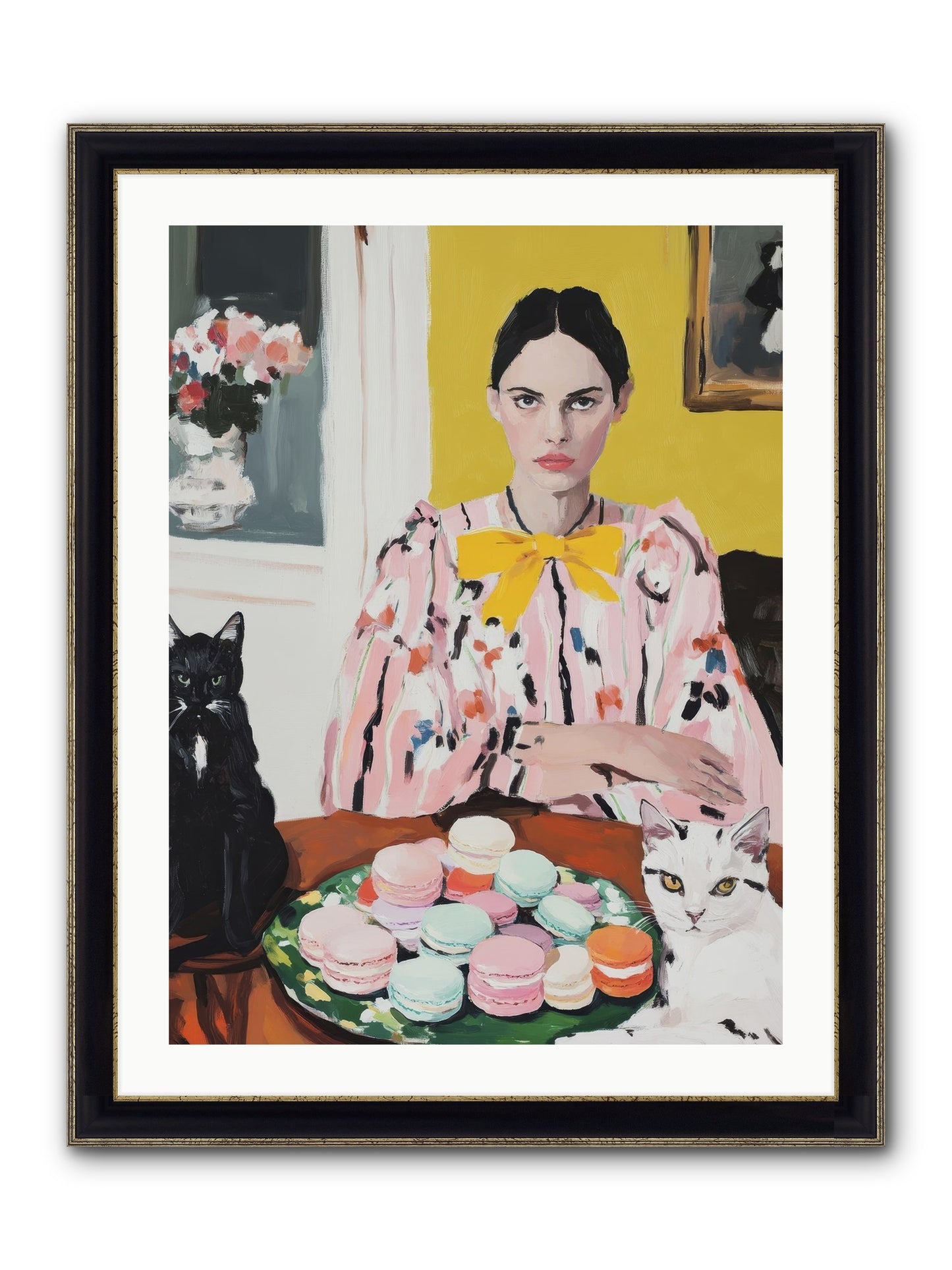 The Feline Patisserie Society Framed Print - Black & Gold 24x32