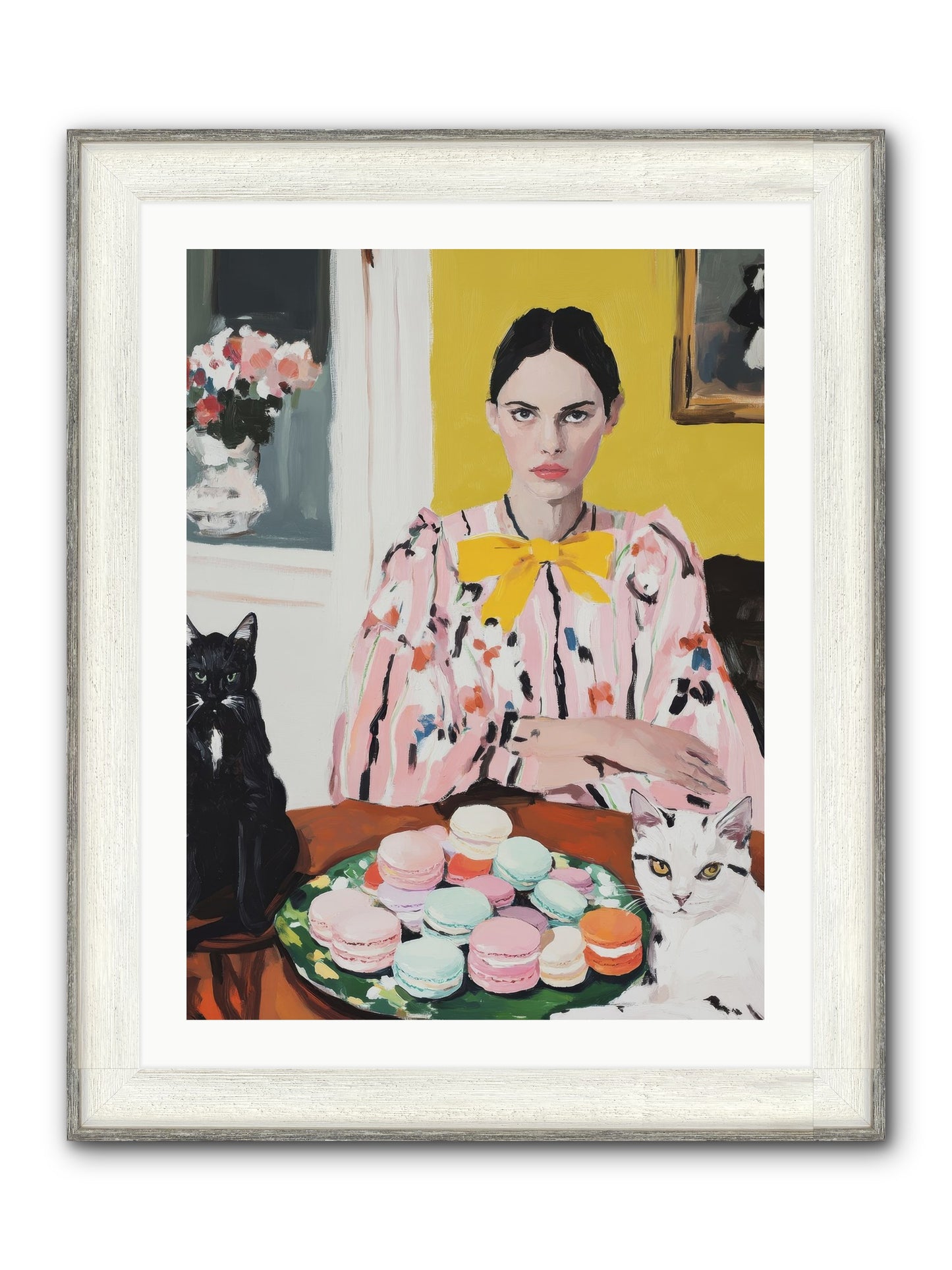 The Feline Patisserie Society Framed Print - Driftwood White 24x32