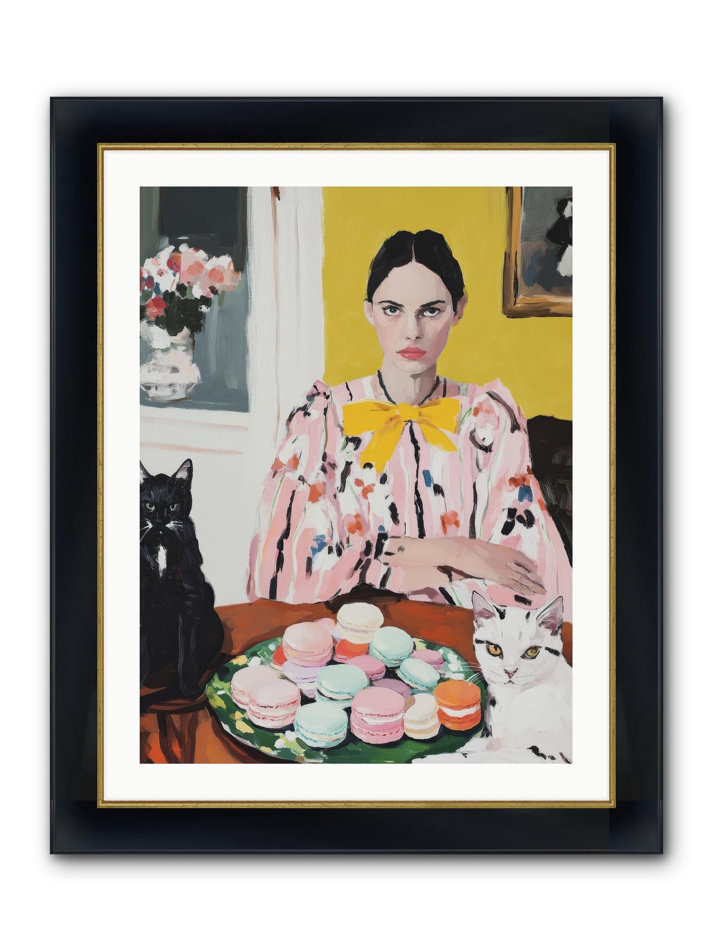 The Feline Patisserie Society Framed Print - Wide Black w/Gold 24x32