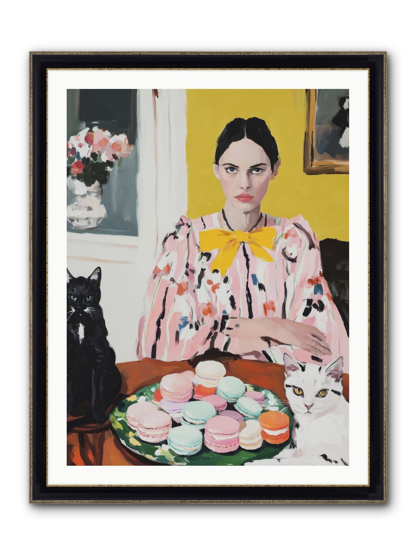 The Feline Patisserie Society Framed Print - Black & Gold 30x40