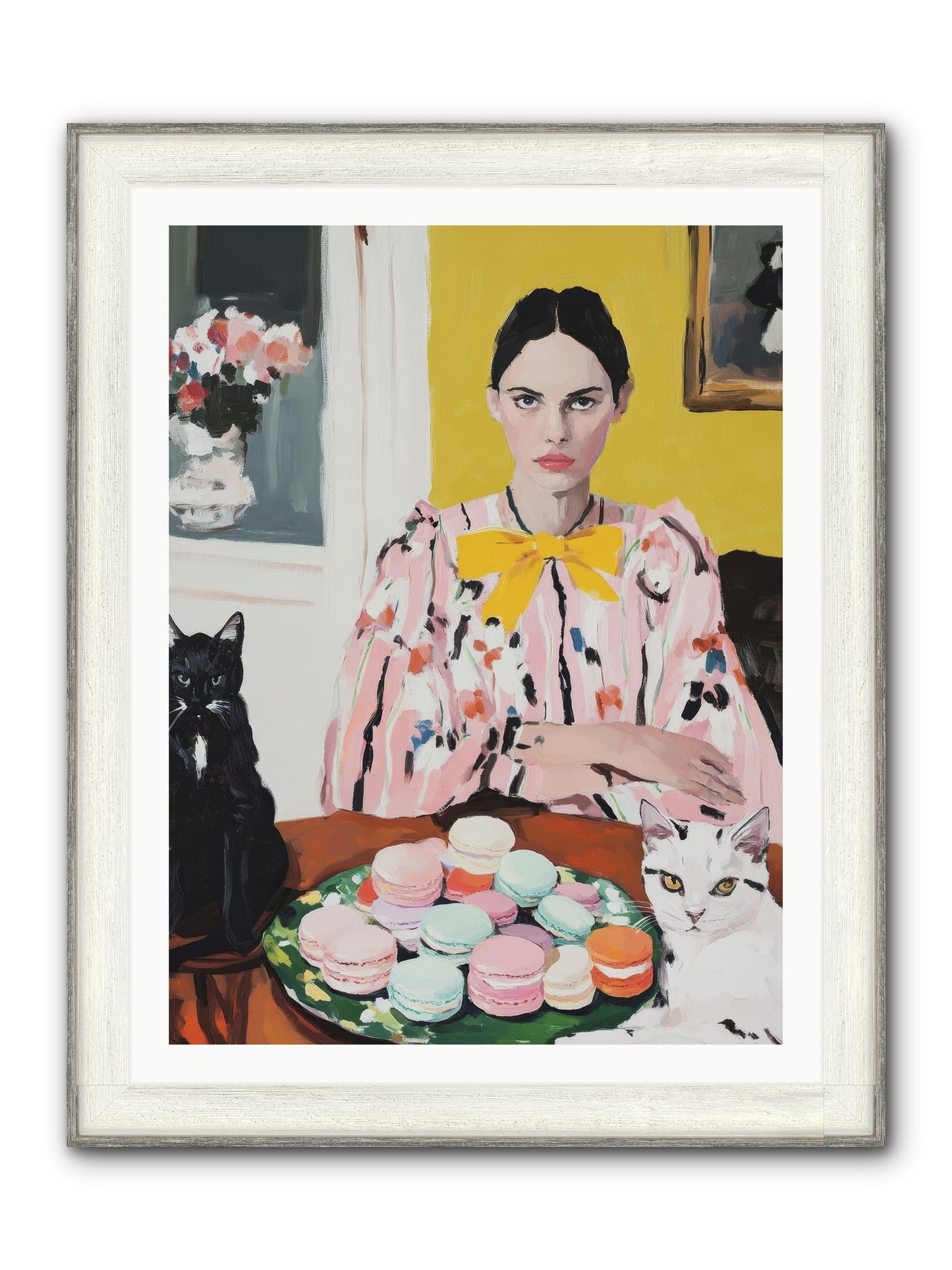 The Feline Patisserie Society Framed Print - Driftwood White 30x40
