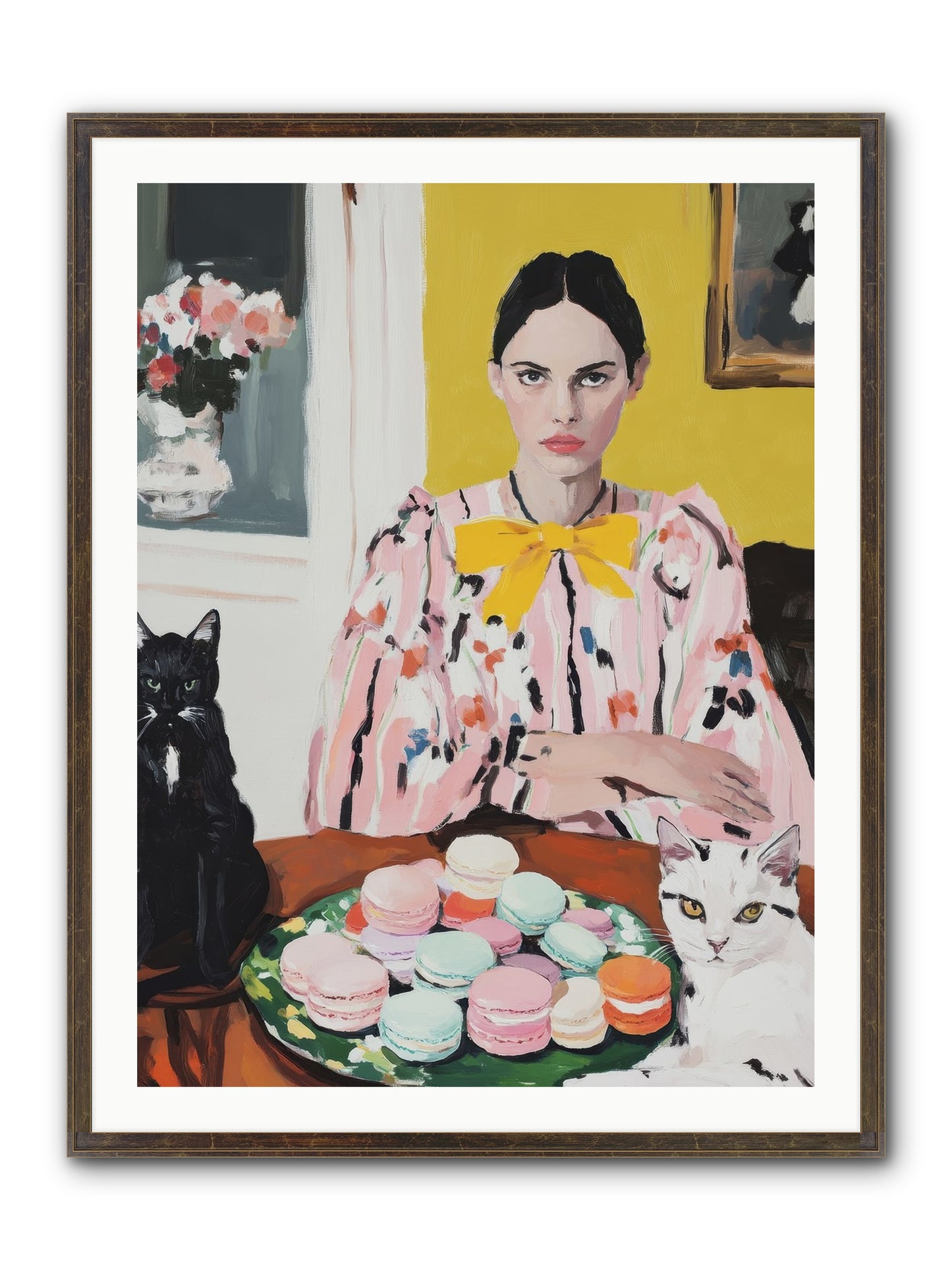 The Feline Patisserie Society Framed Print - Slimwoods Black/Gold 30x40
