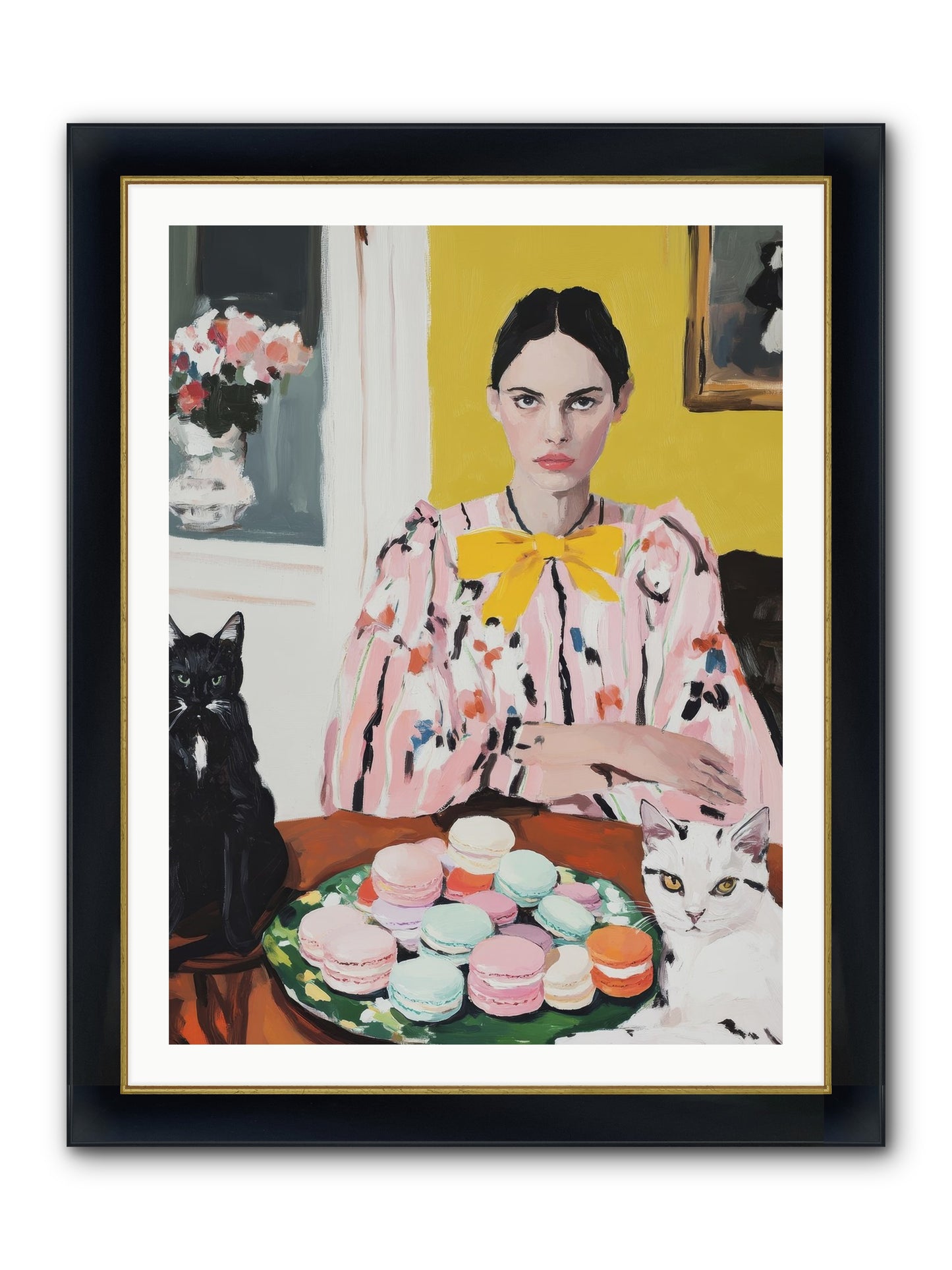 The Feline Patisserie Society Framed Print - Wide Black w/Gold 30x40