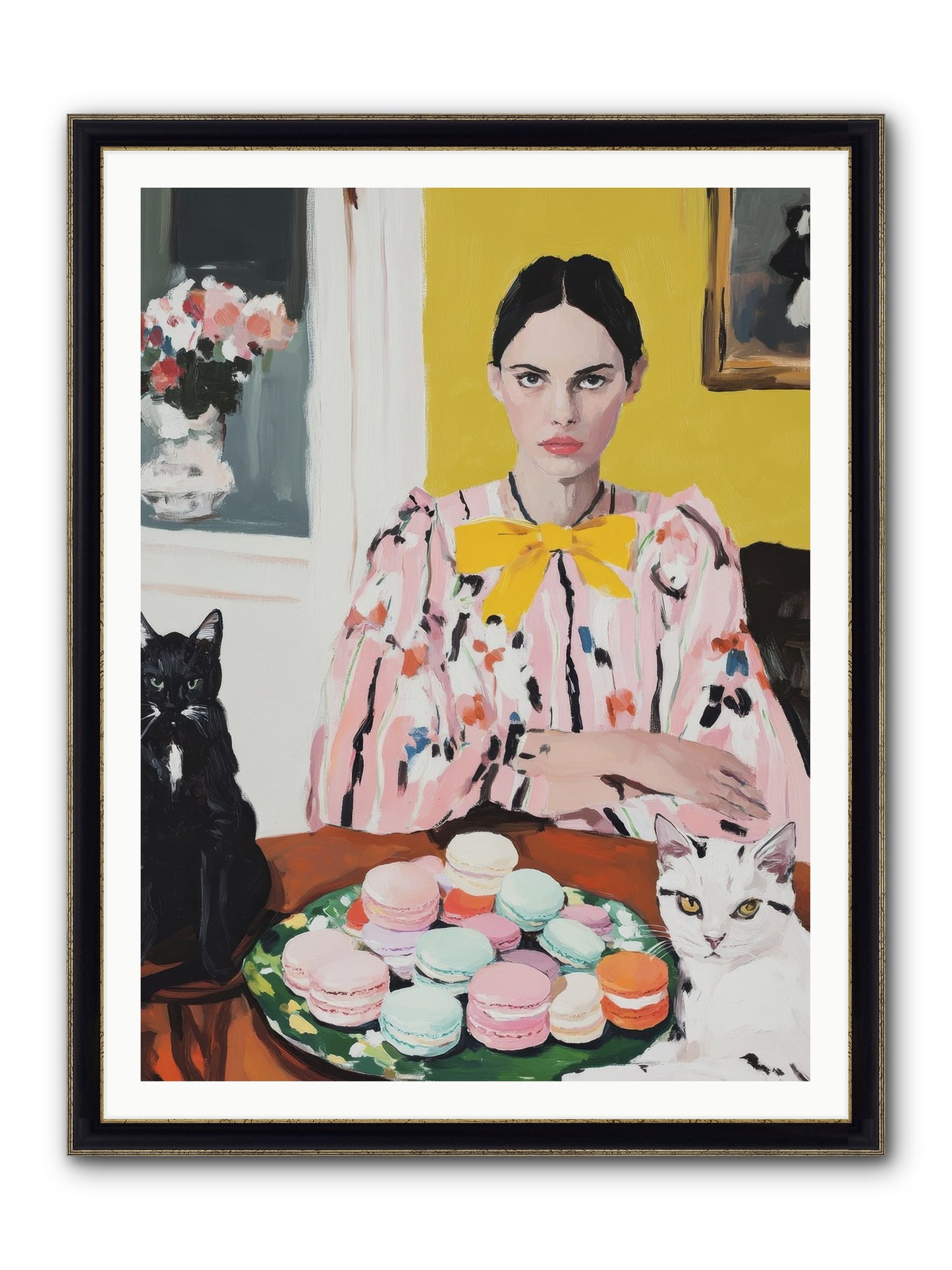 The Feline Patisserie Society Framed Print - Black & Gold 36x48