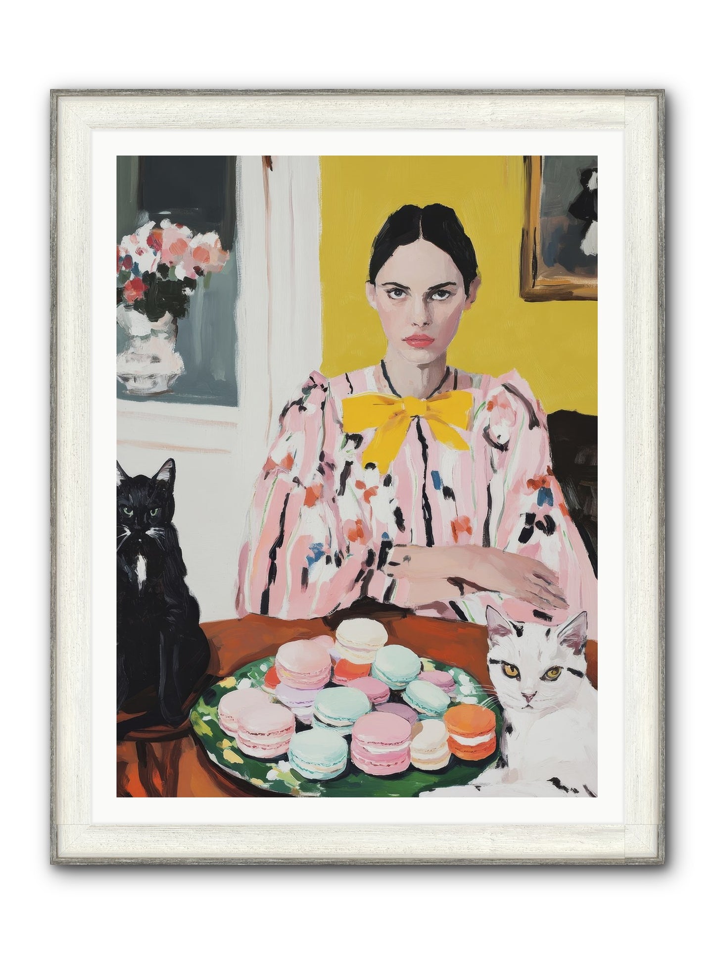 The Feline Patisserie Society Framed Print - Driftwood White 36x48