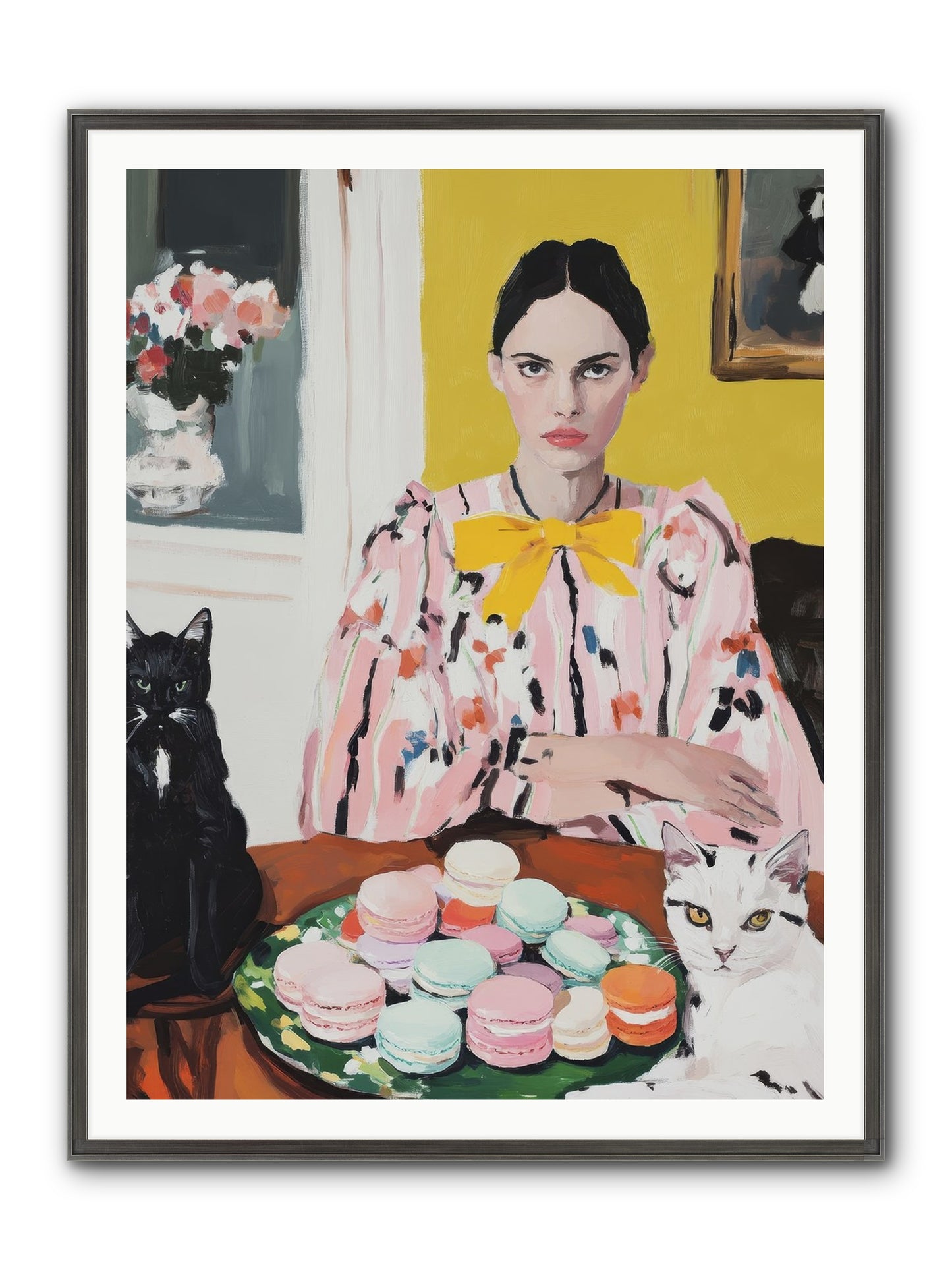 The Feline Patisserie Society Framed Print - Slimwoods Black/Silver 36x48