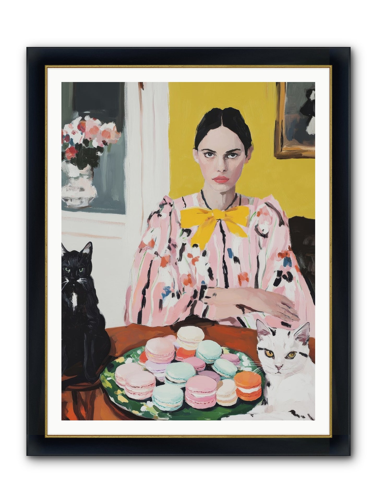 The Feline Patisserie Society Framed Print - Wide Black w/Gold 36x48
