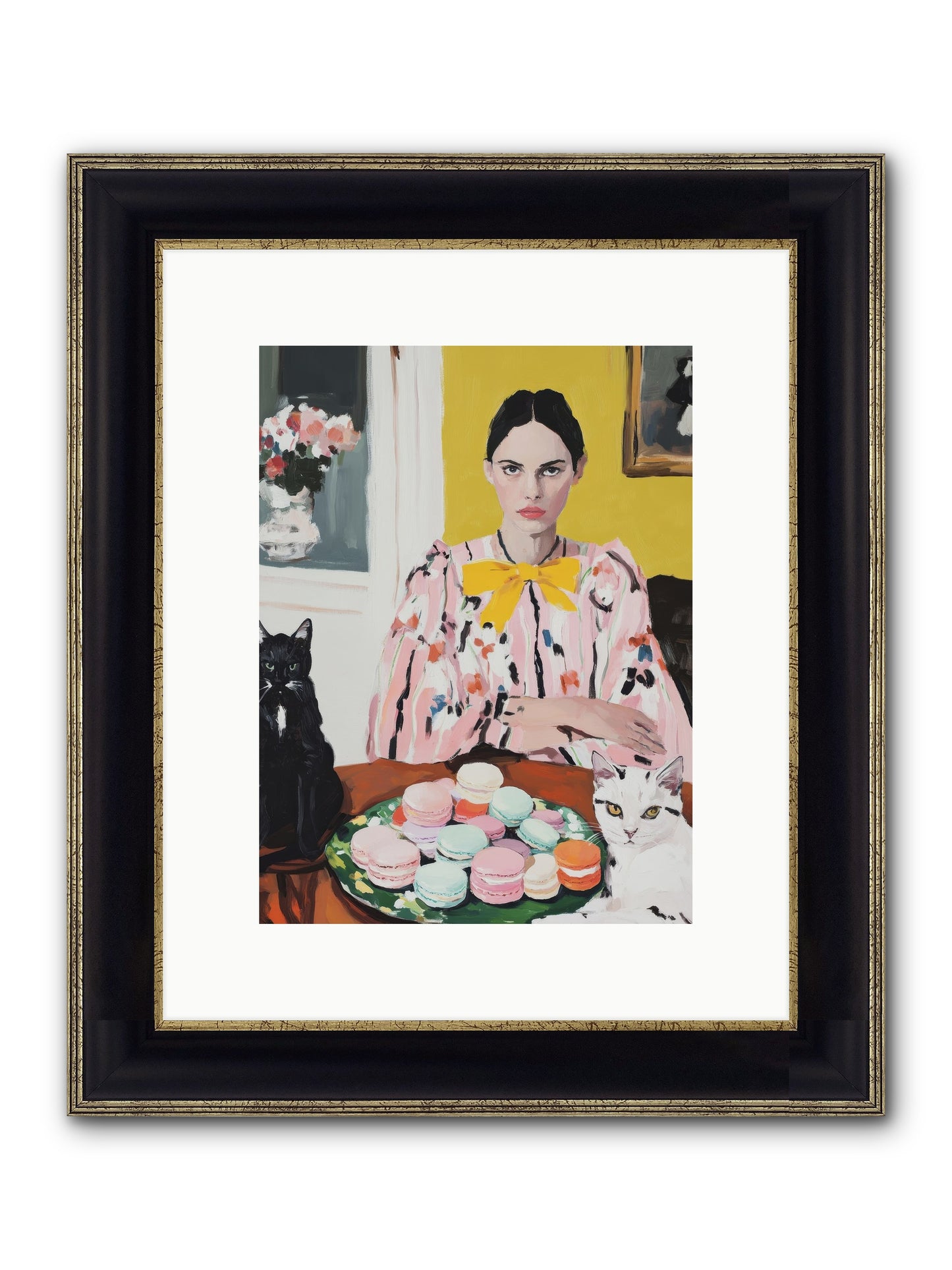 The Feline Patisserie Society Framed Print - Black & Gold 9x12