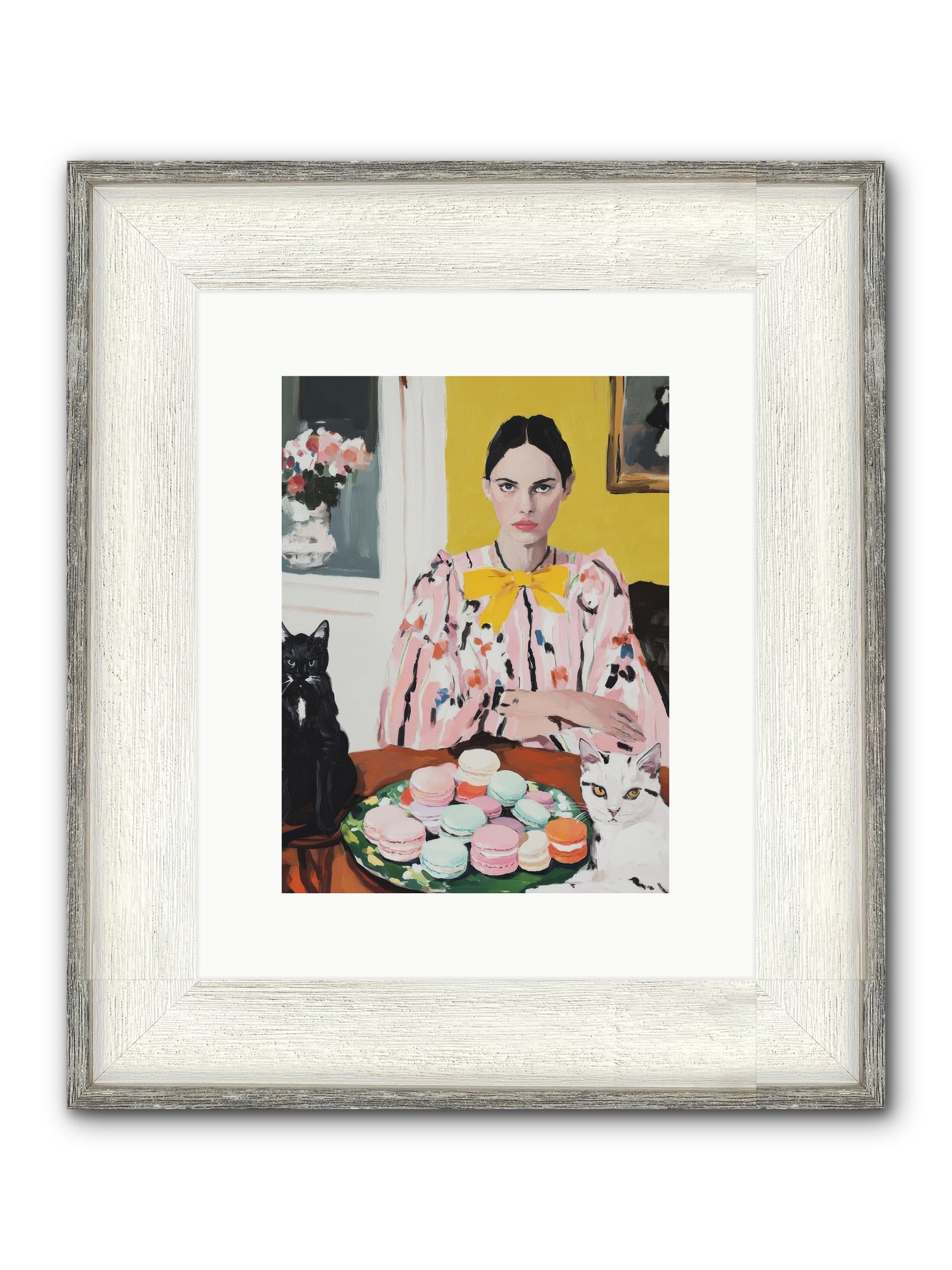 The Feline Patisserie Society Framed Print - Driftwood White 9x12