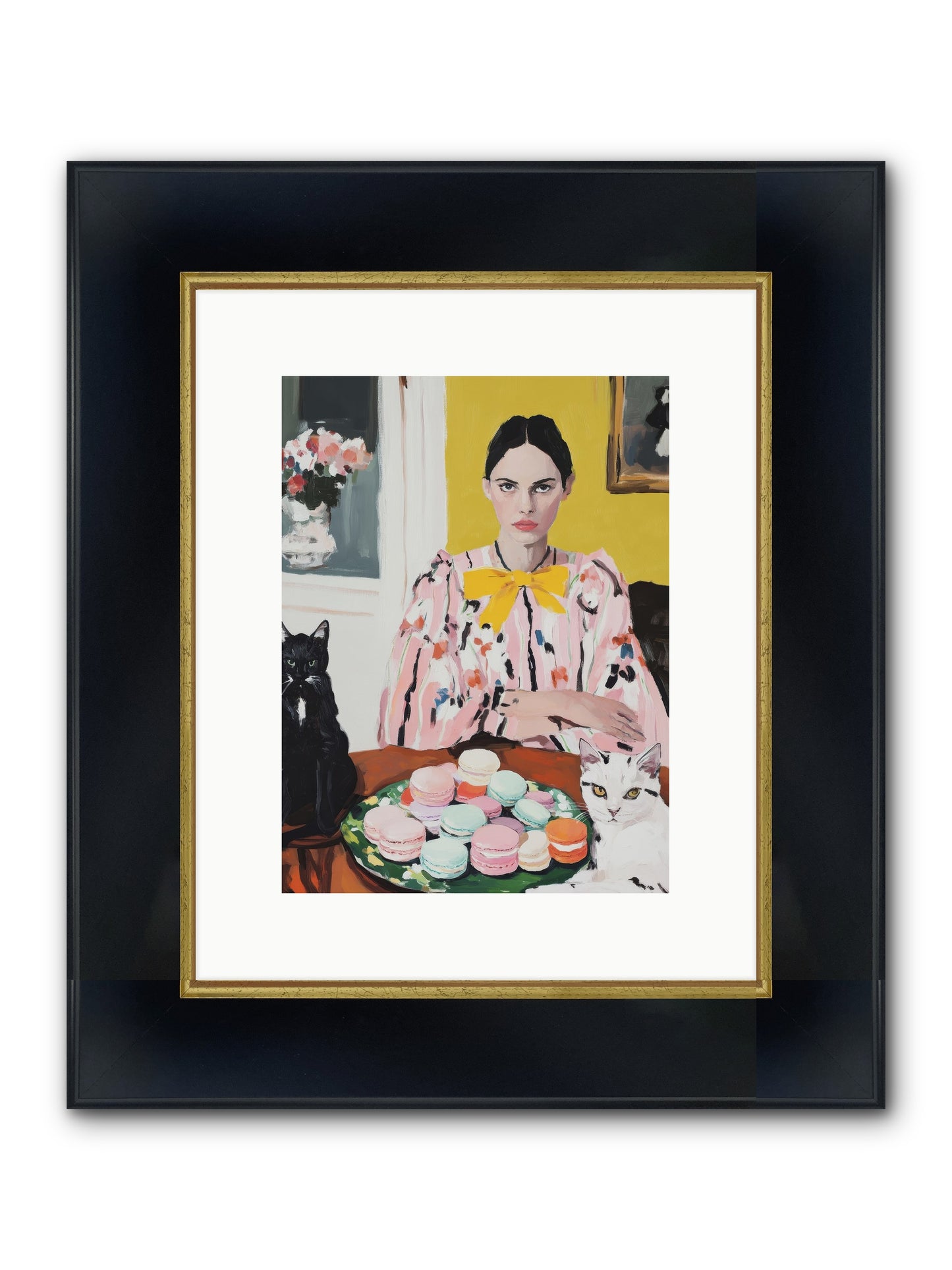 The Feline Patisserie Society Framed Print - Wide Black w/Gold 9x12