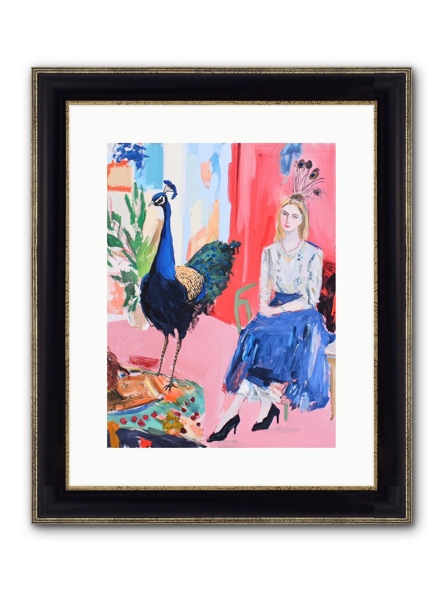The Flamboyant Courtship Framed Print - Black & Gold 12x16