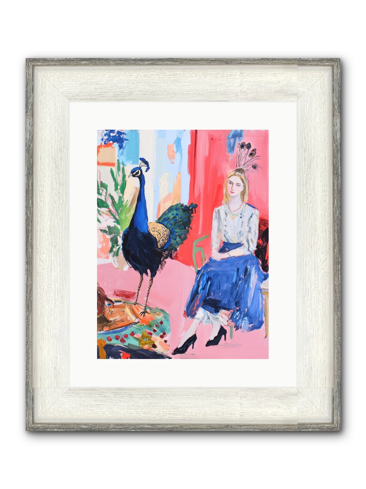 The Flamboyant Courtship Framed Print - Driftwood White 12x16