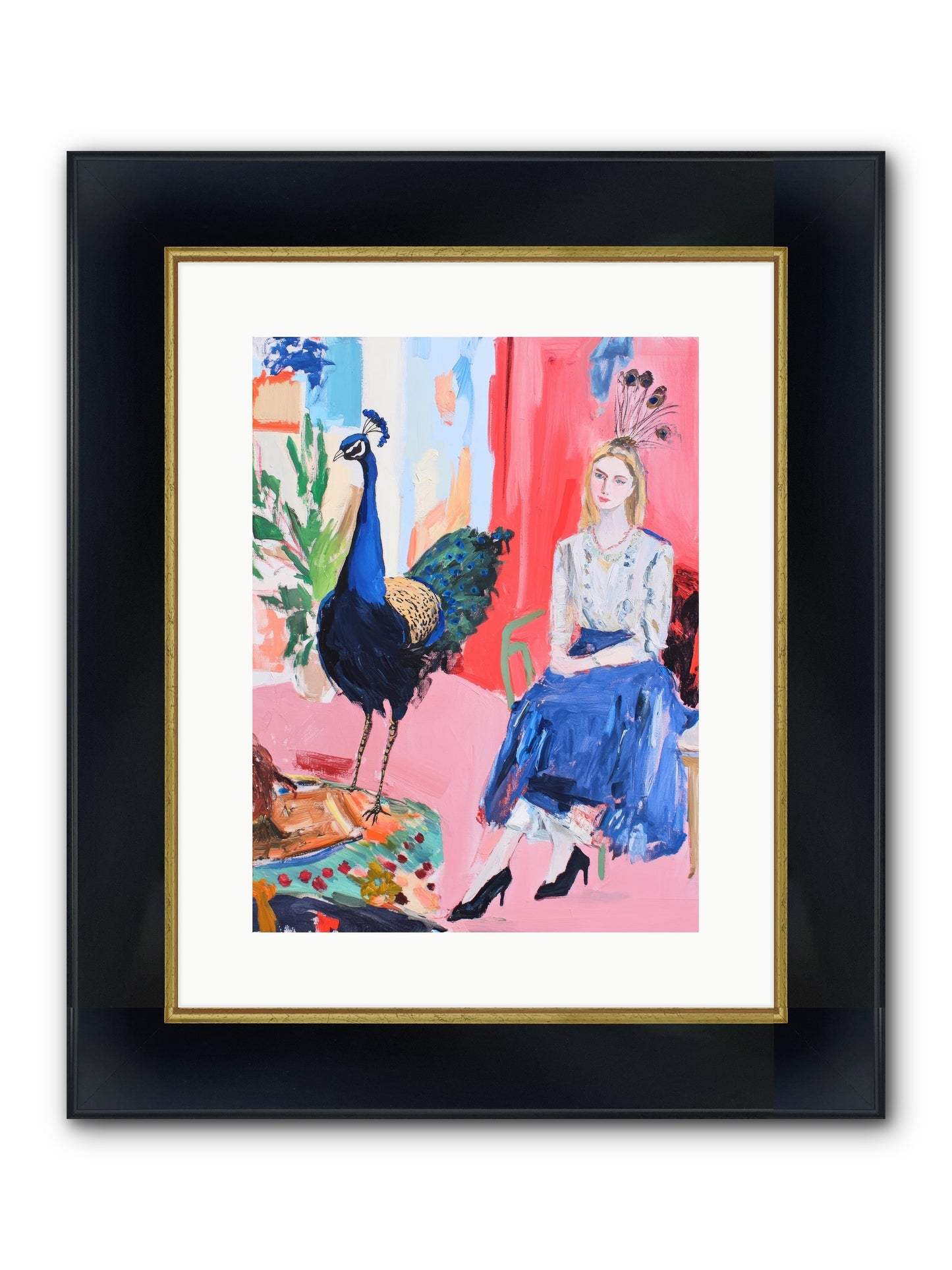 The Flamboyant Courtship Framed Print - Wide Black w/Gold 12x16