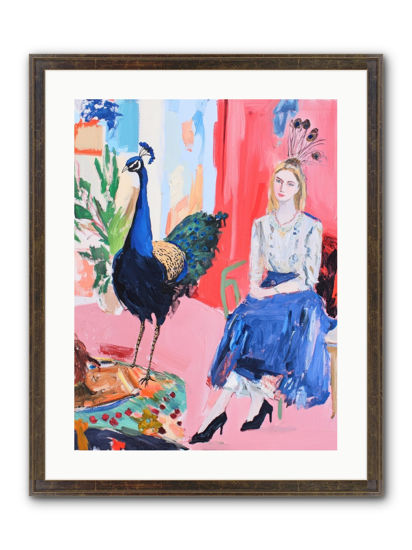 The Flamboyant Courtship Framed Print - Slimwoods Black/Gold 18x24