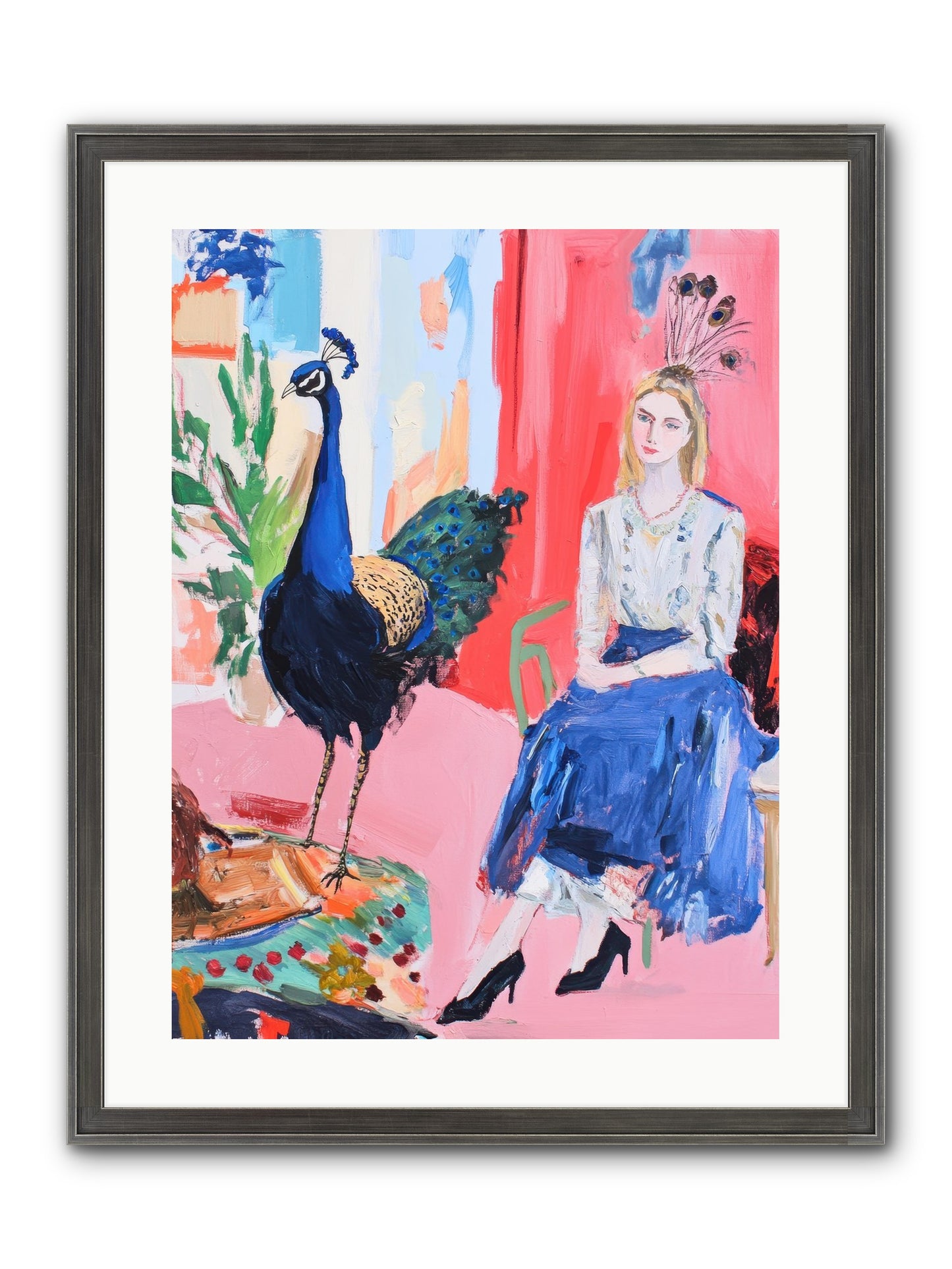 The Flamboyant Courtship Framed Print - Slimwoods Black/Silver 18x24