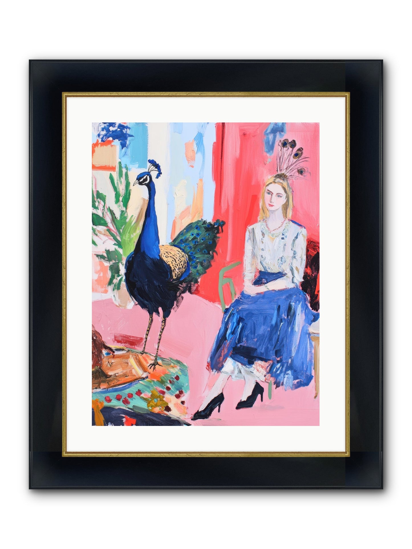 The Flamboyant Courtship Framed Print - Wide Black w/Gold 18x24