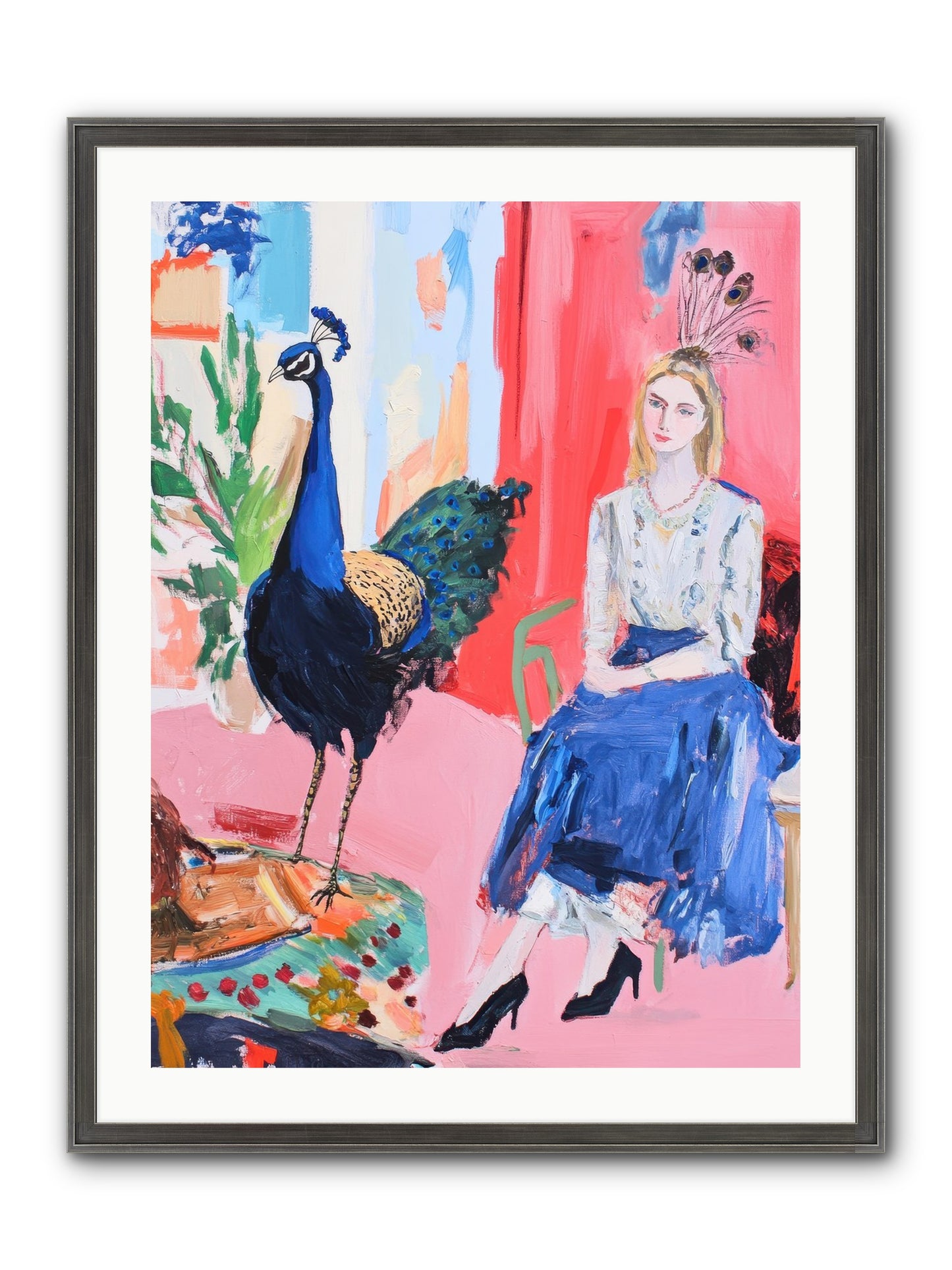 The Flamboyant Courtship Framed Print - Slimwoods Black/Silver 24x32