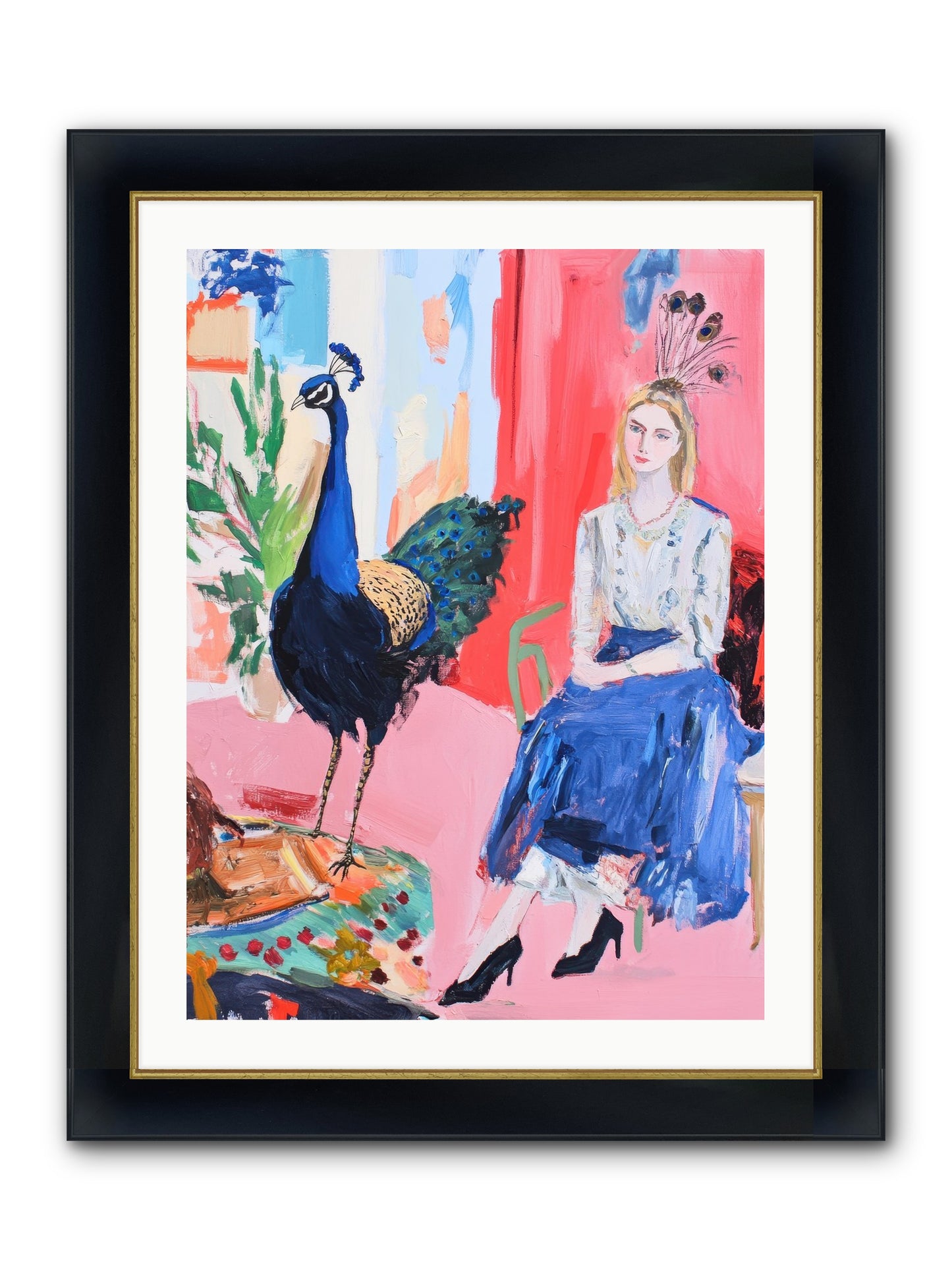 The Flamboyant Courtship Framed Print - Wide Black w/Gold 24x32