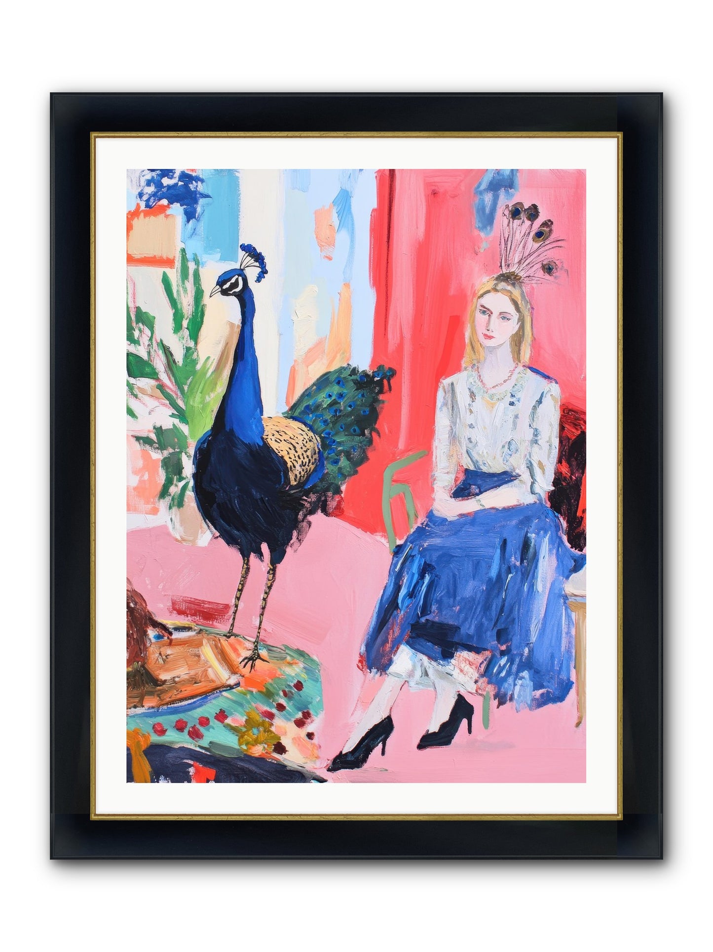 The Flamboyant Courtship Framed Print - Wide Black w/Gold 30x40