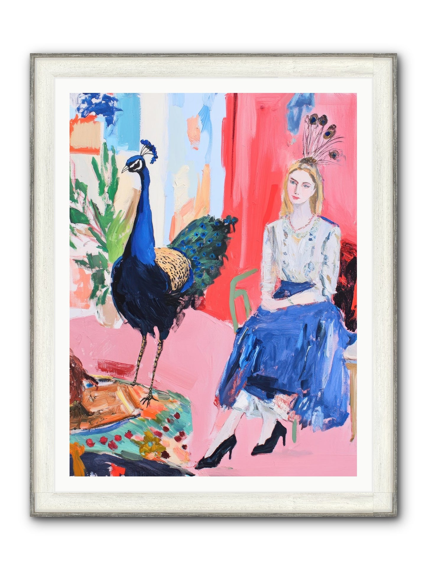 The Flamboyant Courtship Framed Print - Driftwood White 36x48