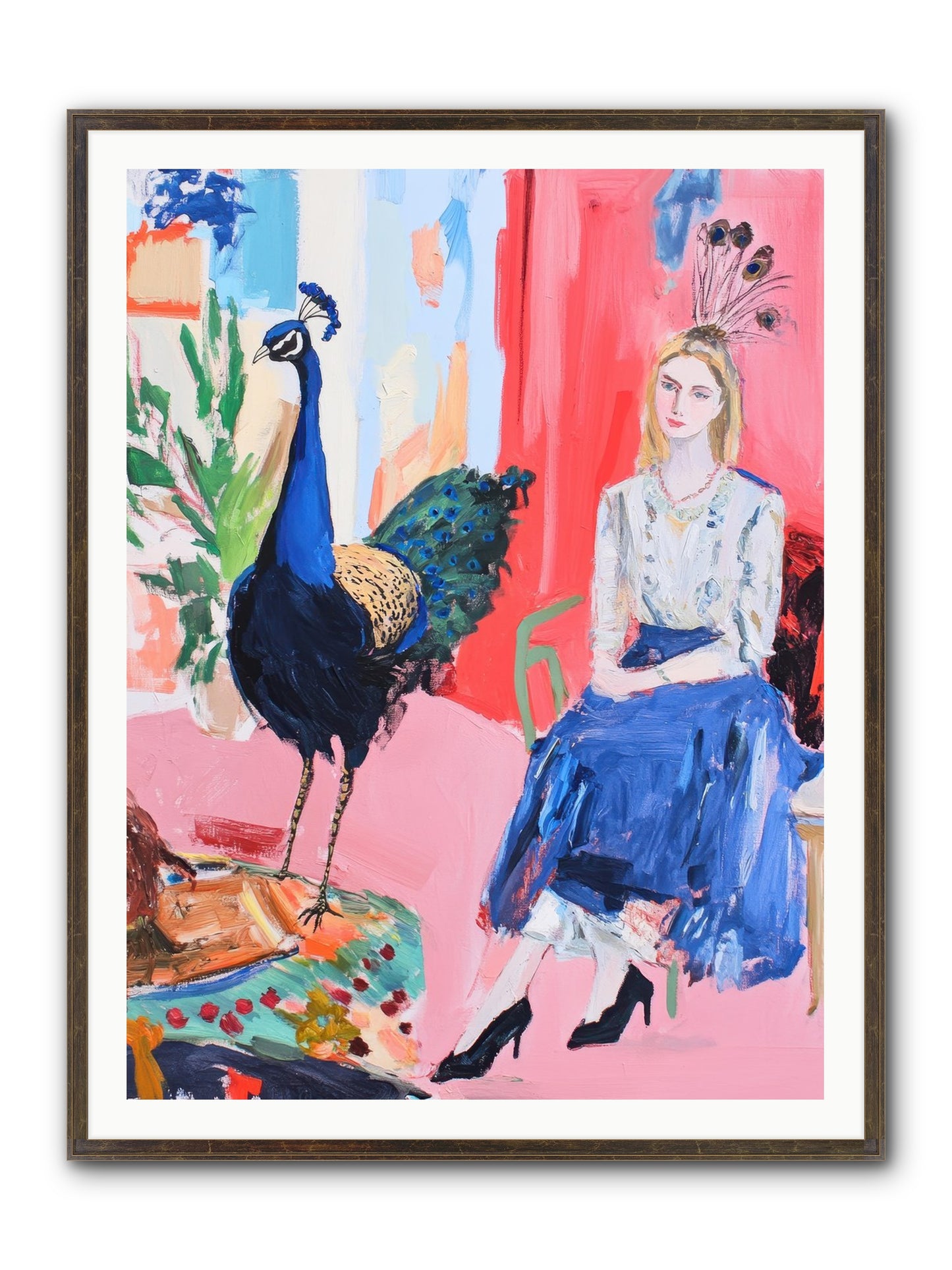The Flamboyant Courtship Framed Print - Slimwoods Black/Gold 36x48