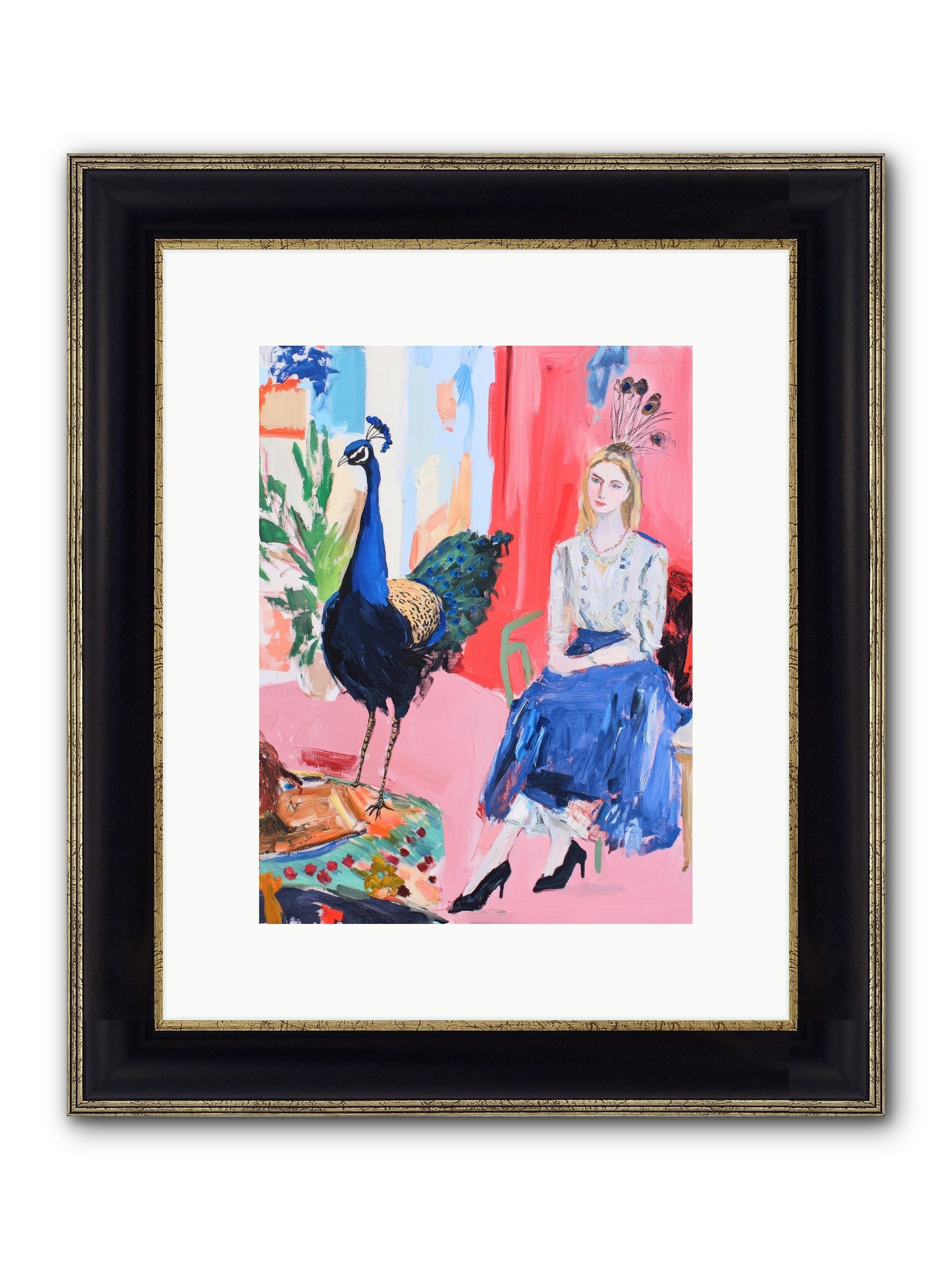 The Flamboyant Courtship Framed Print - Black & Gold 9x12