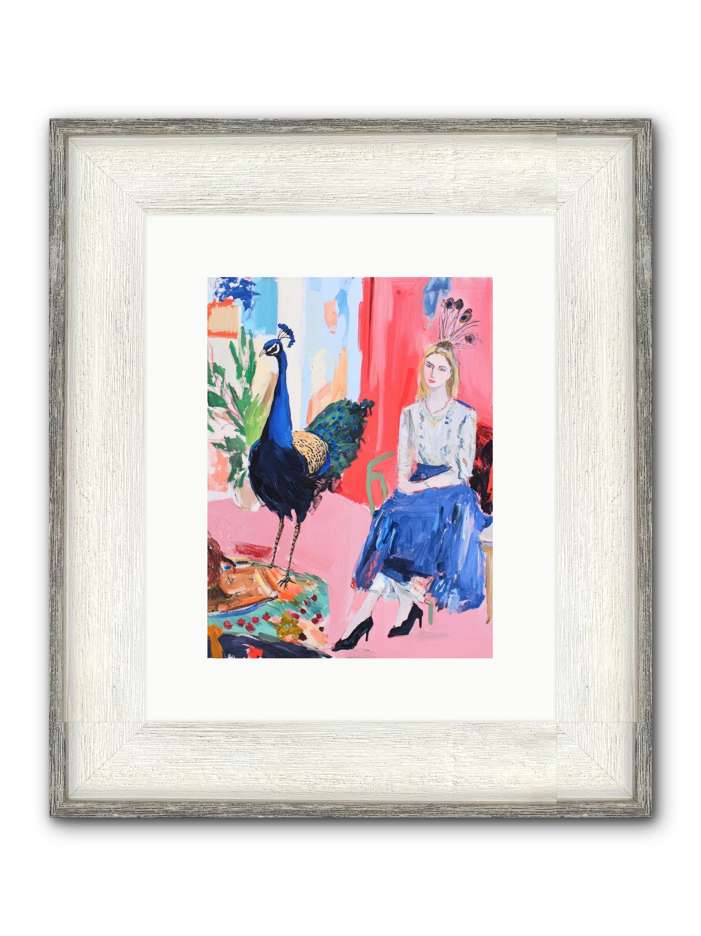 The Flamboyant Courtship Framed Print - Driftwood White 9x12