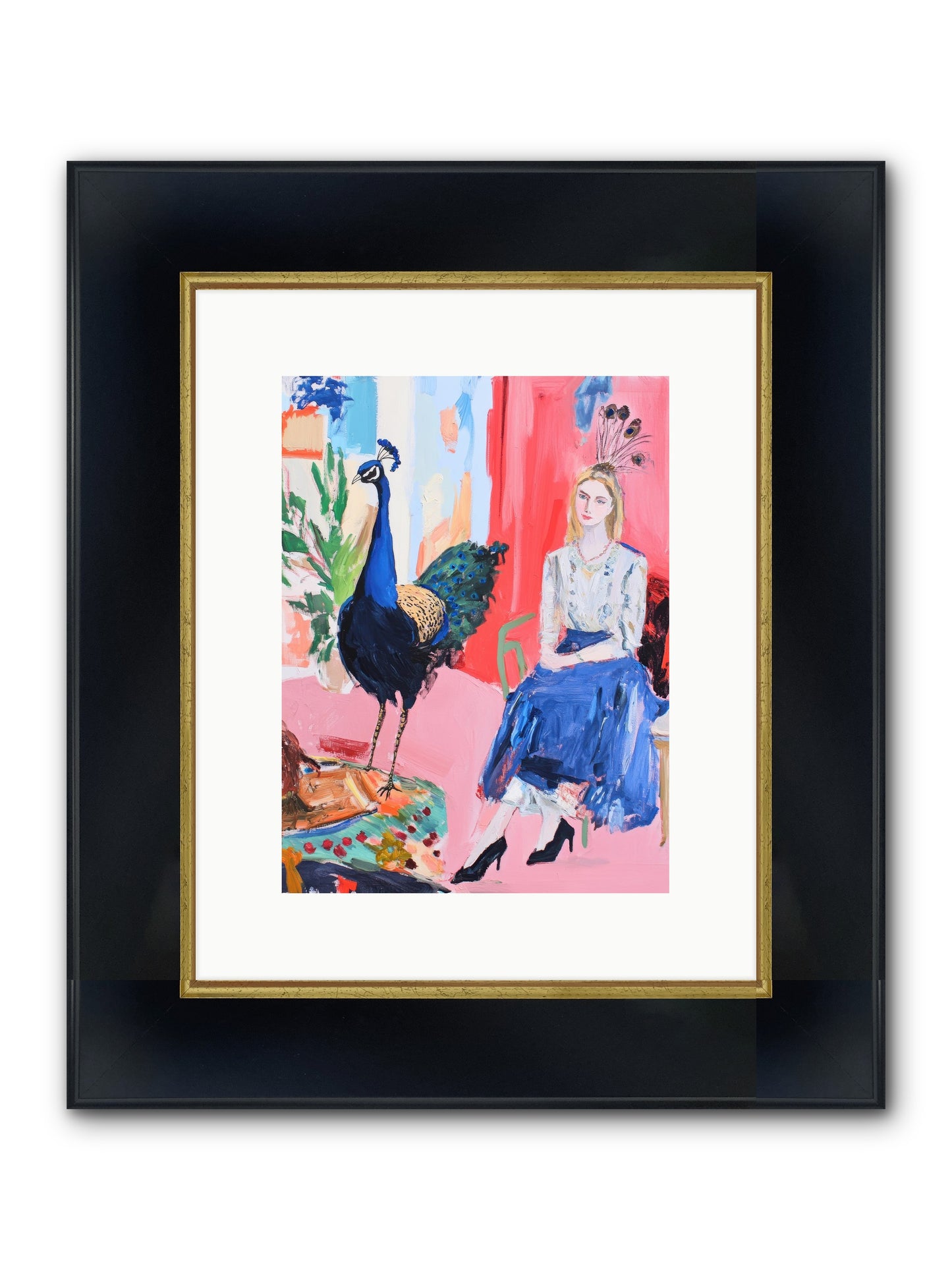 The Flamboyant Courtship Framed Print - Wide Black w/Gold 9x12