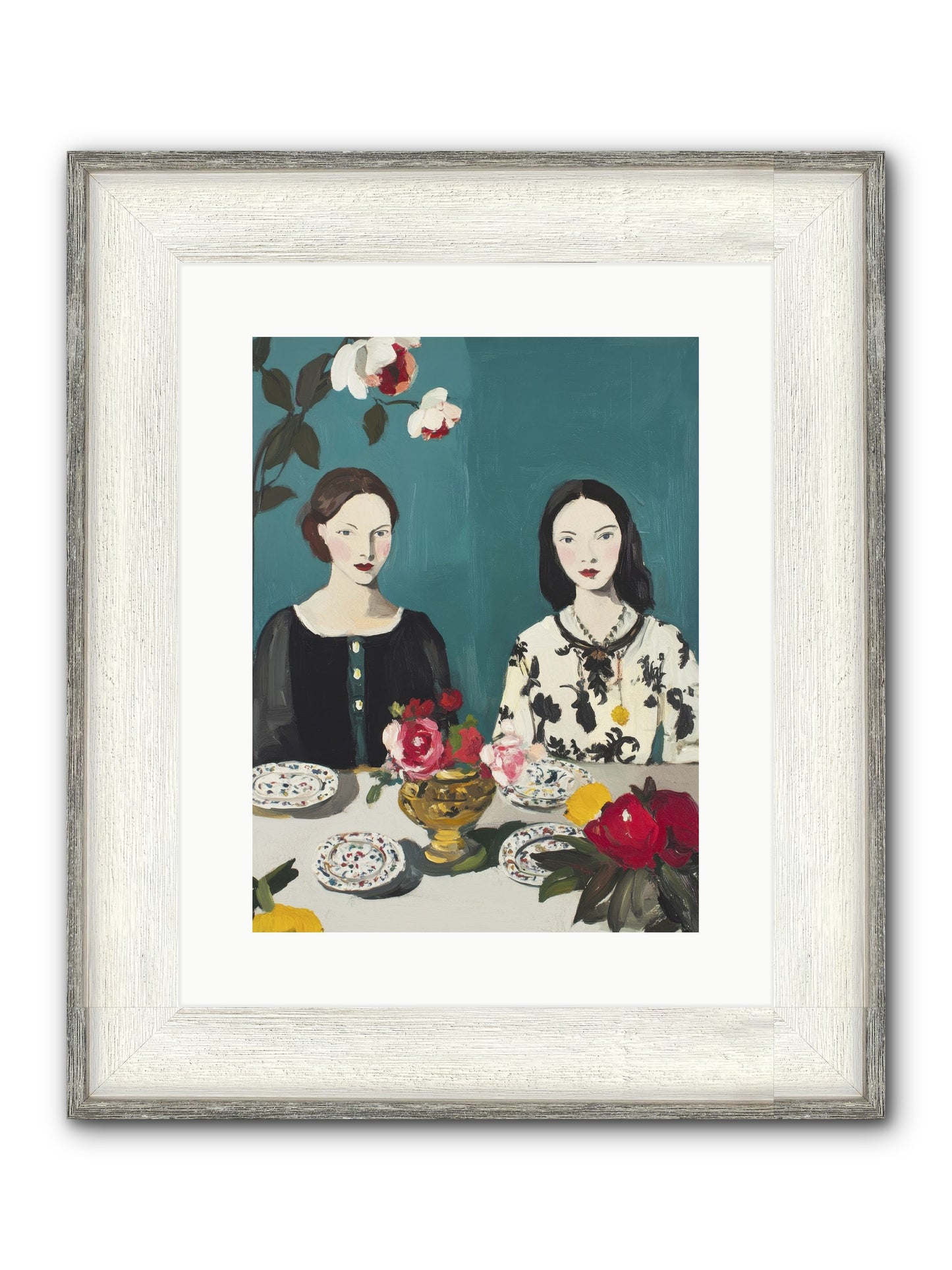 The French Table Framed Print - Driftwood White 12x16