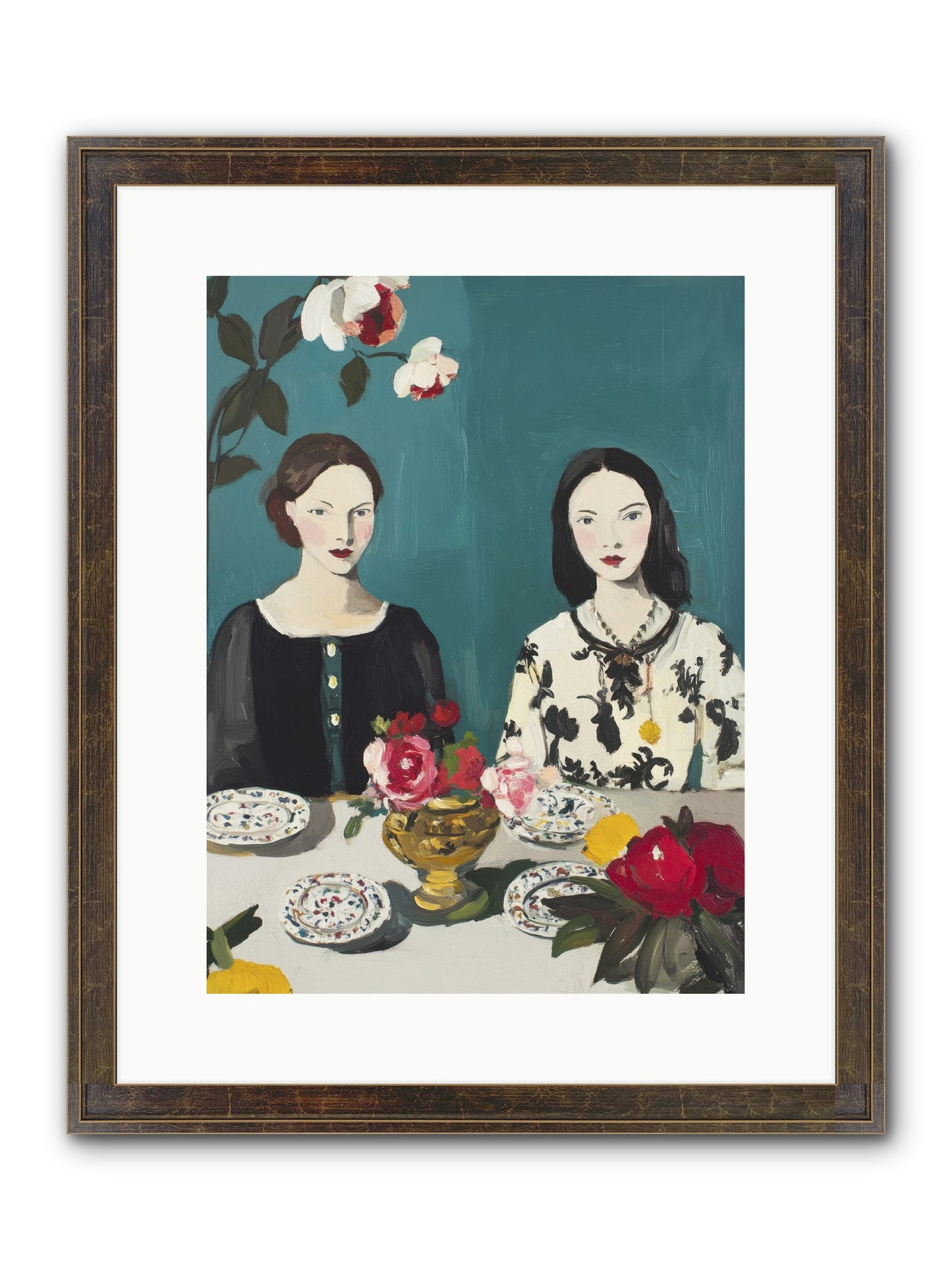 The French Table Framed Print - Slimwoods Black/Gold 12x16